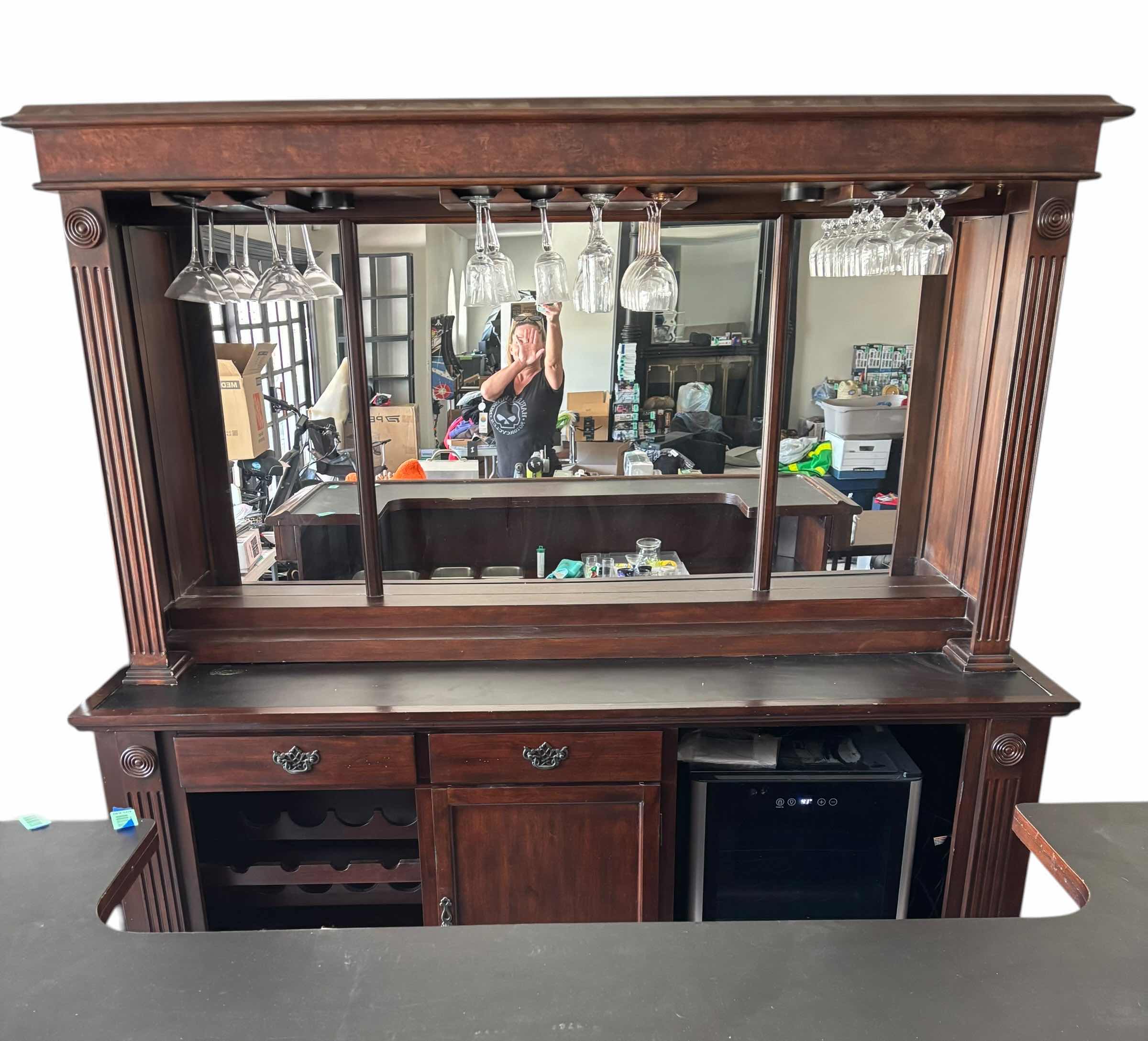 Photo 1 of ECI MONTICELLO MAHOGANY BACK BAR WITH HUTCH 78" X 25" H 80"