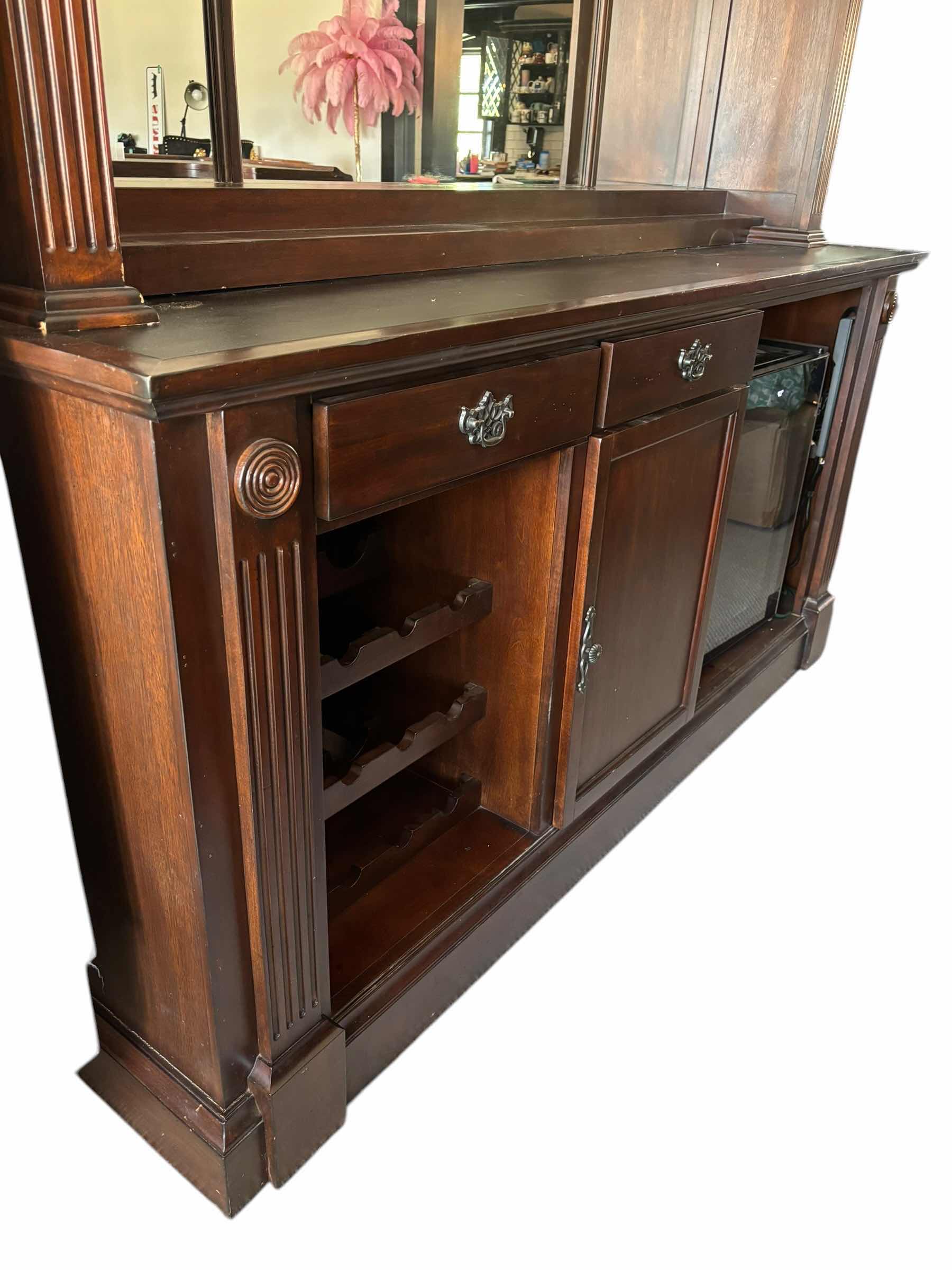 Photo 1 of ECI MONTICELLO MAHOGANY BACK BAR WITH HUTCH 78" X 25" H 80"
