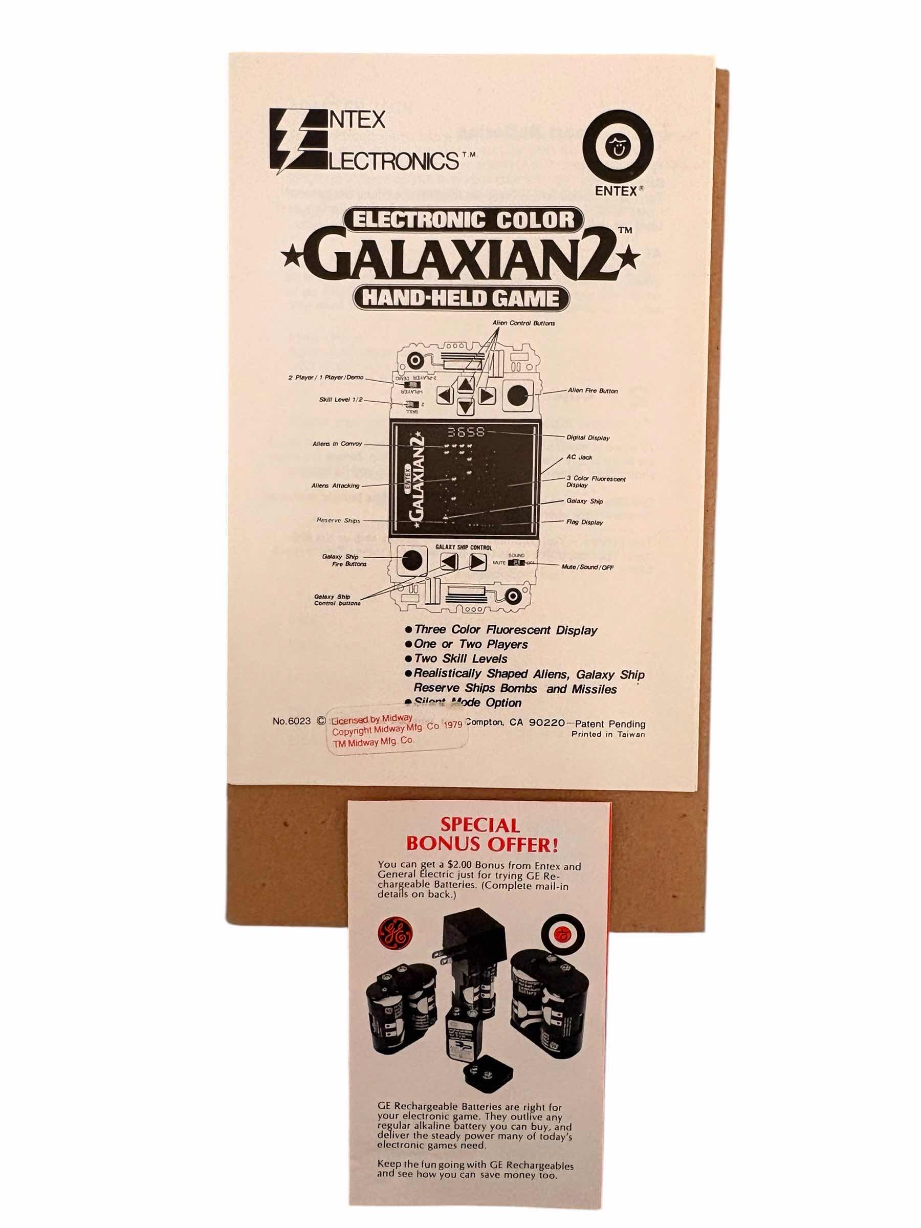 Photo 1 of ENTEX GALAXIAN2 ONE-ON-ONE ELECTRONIC COLOR HAND HELD GAME NO. 6023