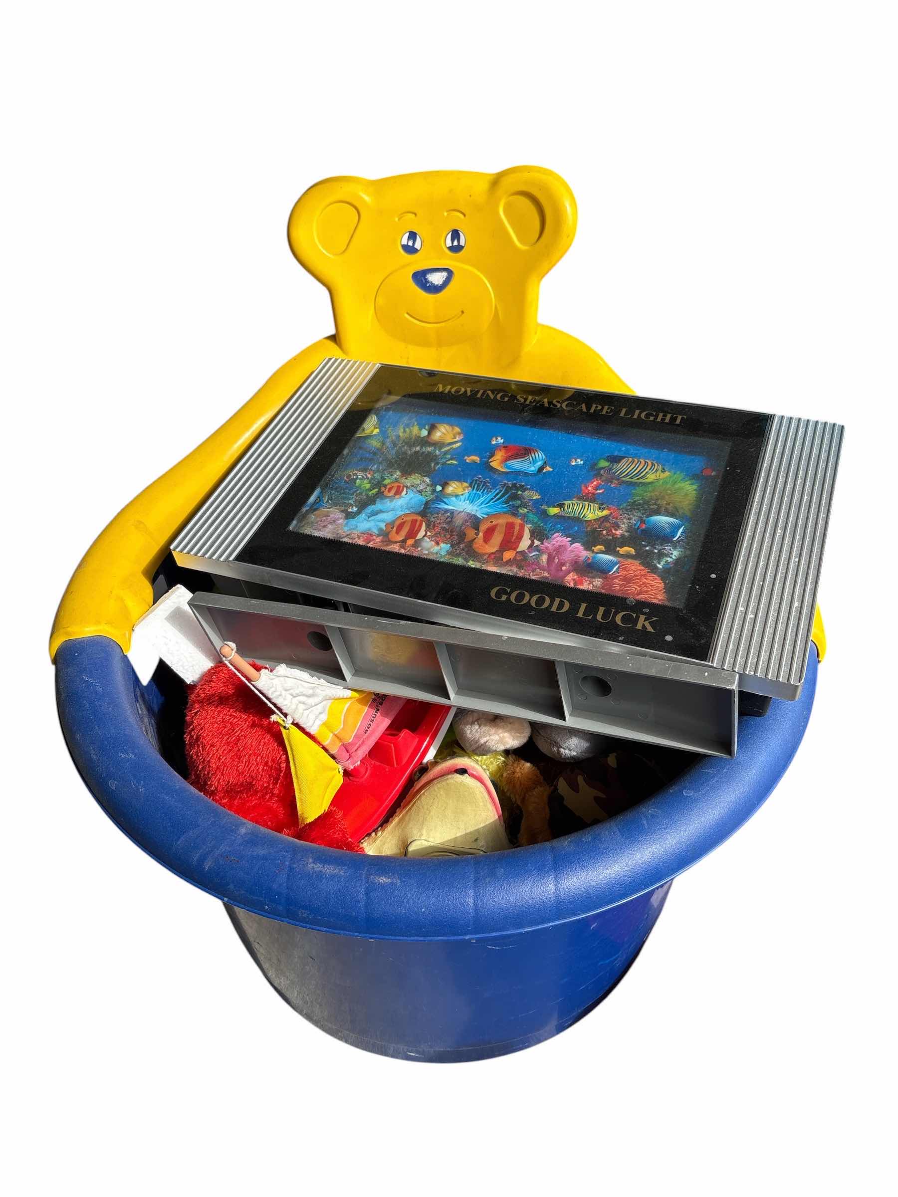 Photo 1 of PLASTIC BEAR BIN W TOYS H21”