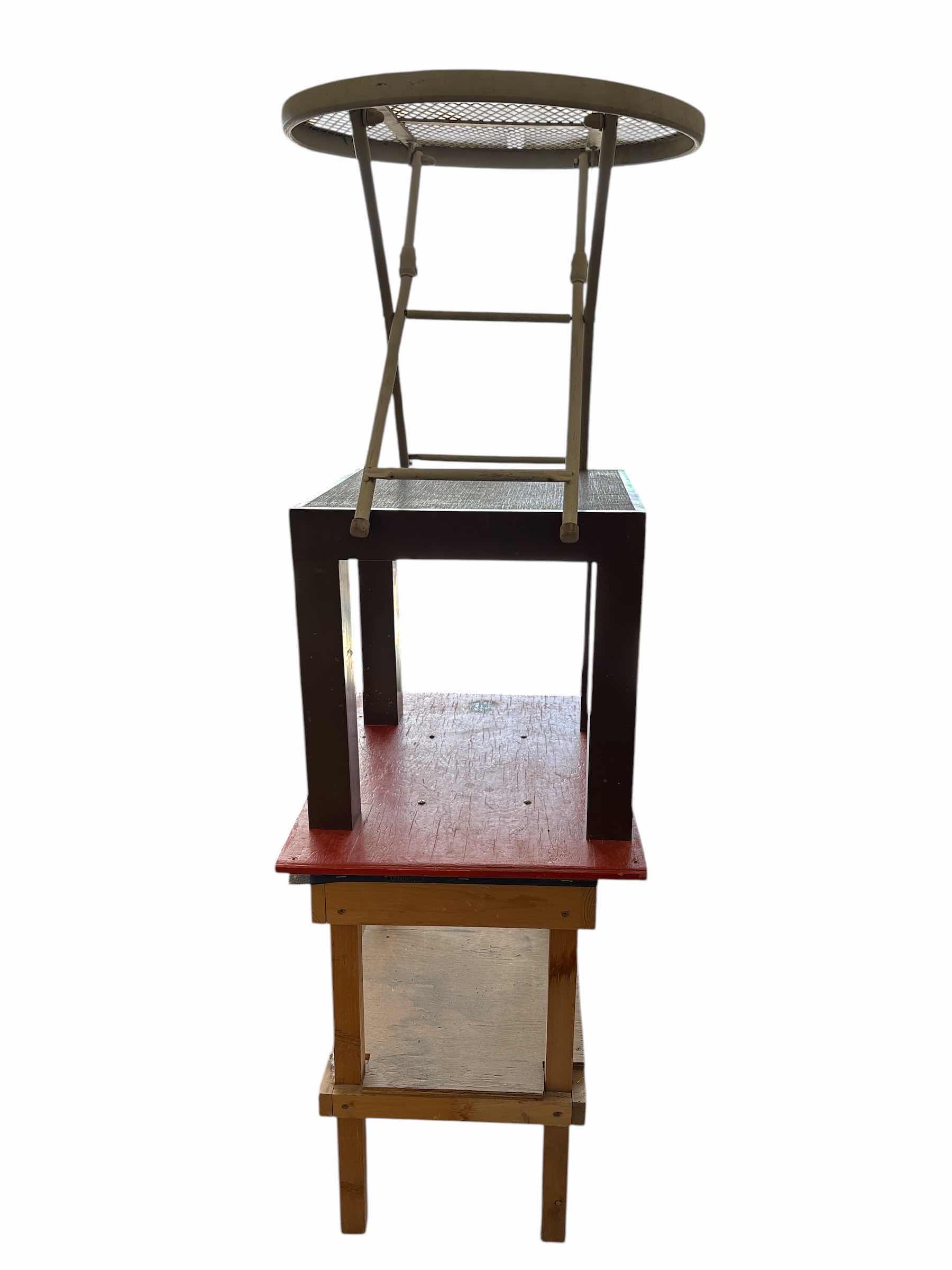 Photo 1 of (3)PCS METAL & WOOD TABLES H24”