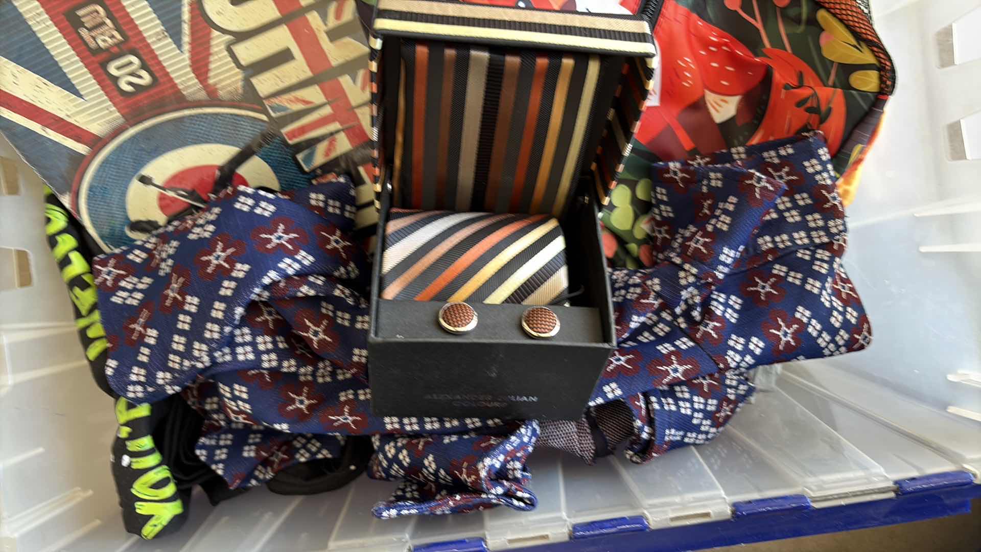 Photo 1 of CONTAINER OF BAGS, TIES & SHIRTS