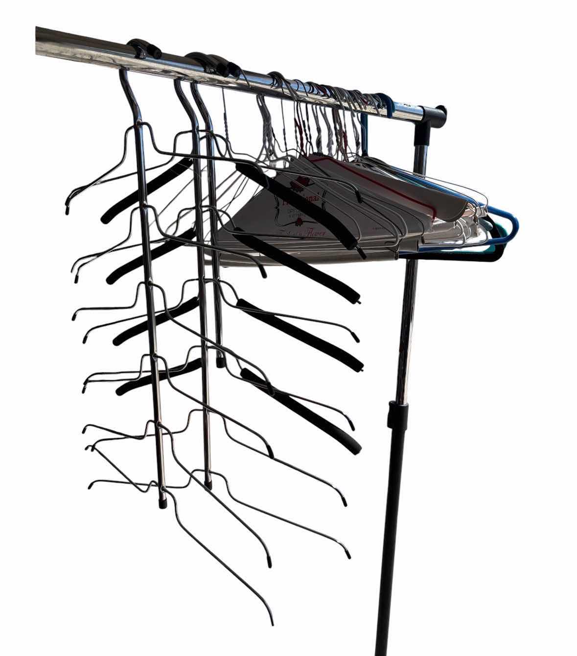 Photo 1 of PLASTIC ROLLING CLOTHING RACK W HANGERS H57”
