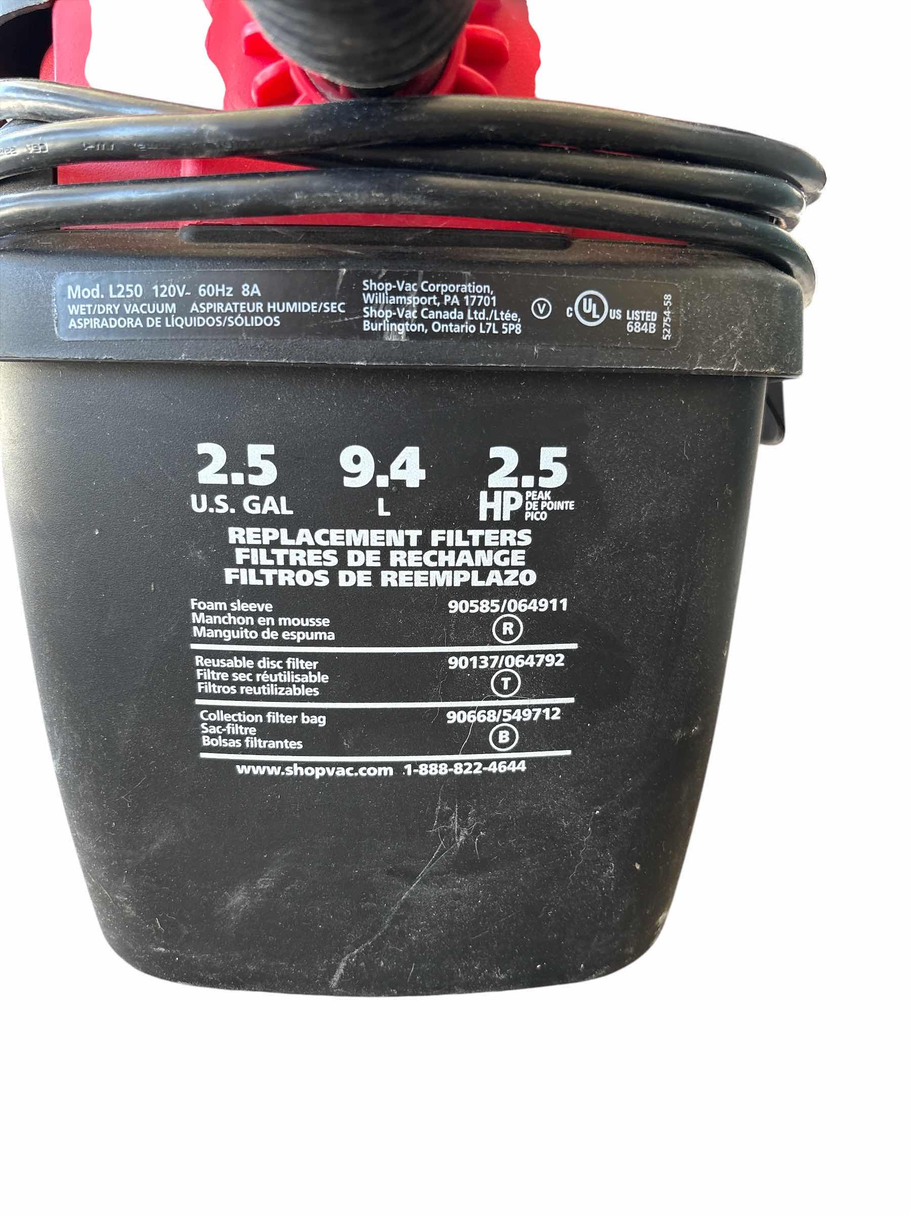 Photo 1 of (2)PCS SHOP VAC H21”