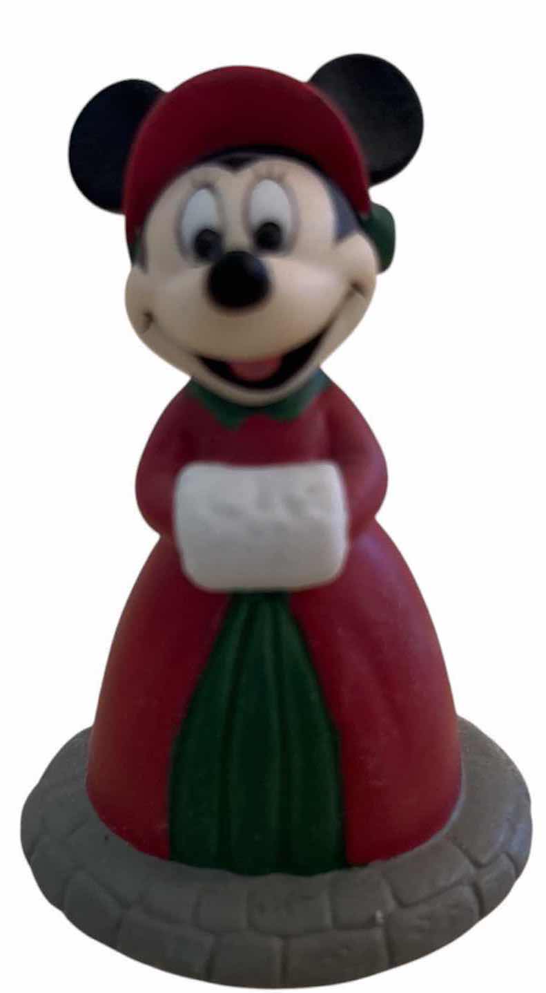 Photo 1 of (4)PCS VINTAGE DISNEY MICKEY & MINNIE CHRISTMAS FIGURINES WITH PLUTO & CLOCK POST H2.5”