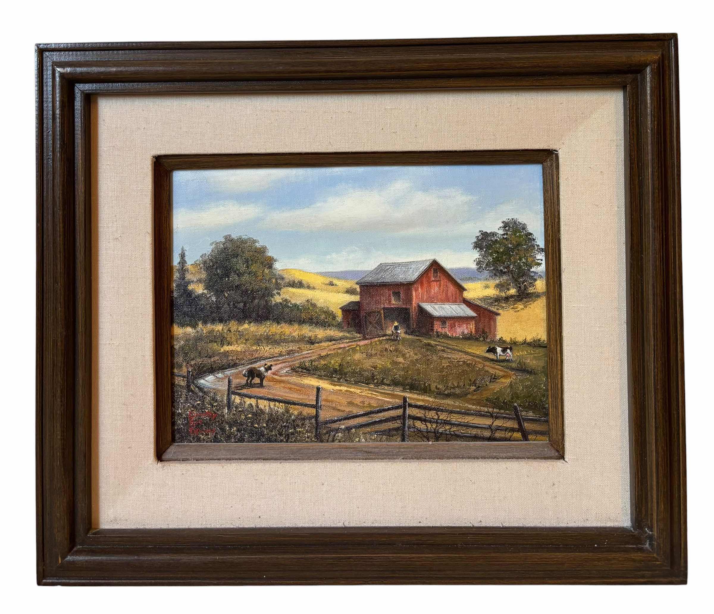 Photo 1 of THE WEANING 19” X H16” & GOING FISHING BY DOROTHY BROWN 14” X H13” OIL PAINTINGS 19” X H16” WITH ORIGINAL PURCHASE RECEIPT