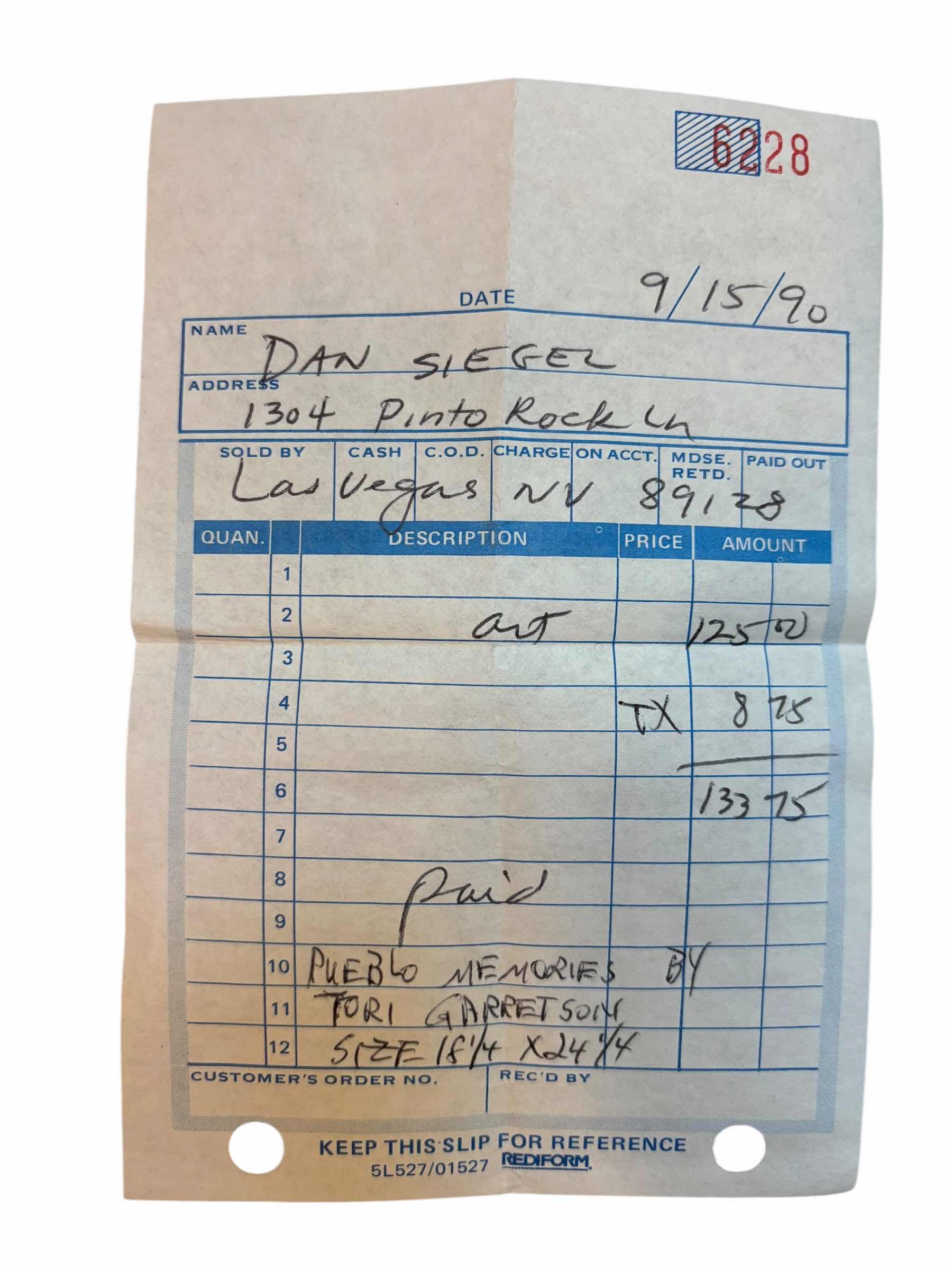 Photo 1 of PUEBLO MEMORIES BY TORI GARRETSON 18” X H24” WITH ORIGINAL PURCHASE RECEIPT
