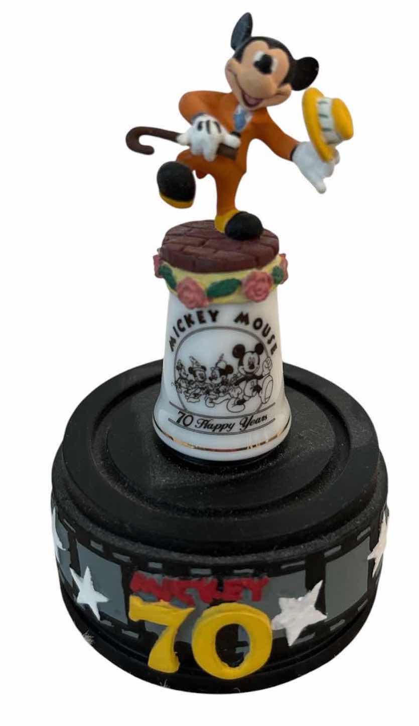 Photo 1 of DISNEY STERLING CLASSICS “70 HAPPY YEARS” MICKEY MOUSE PORCELAIN THIMBLE FIGURINE H3.5”