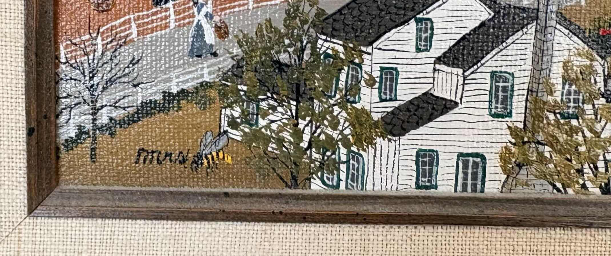 Photo 1 of FRAMED ARTWORK ANN BAKER “AMISH FARM COUNTRY” ORIGINAL OIL PAINTING DEPICTING A DETAILED PENNSYLVANIA DUTCH/AMISH FARM LANDSCAPE GALLERY AMERICANA LABEL ON VERSO W ORIGINAL PURCHASE RECEIPT 15.5”X15”