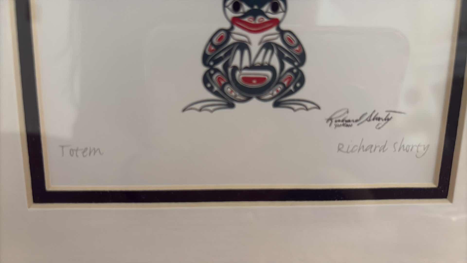 Photo 1 of FRAMED ARTWORK RICHARD SHORTY “TOTEM” NORTHWEST COAST STYLE ART PRINT SIGNED 11.5”X15”