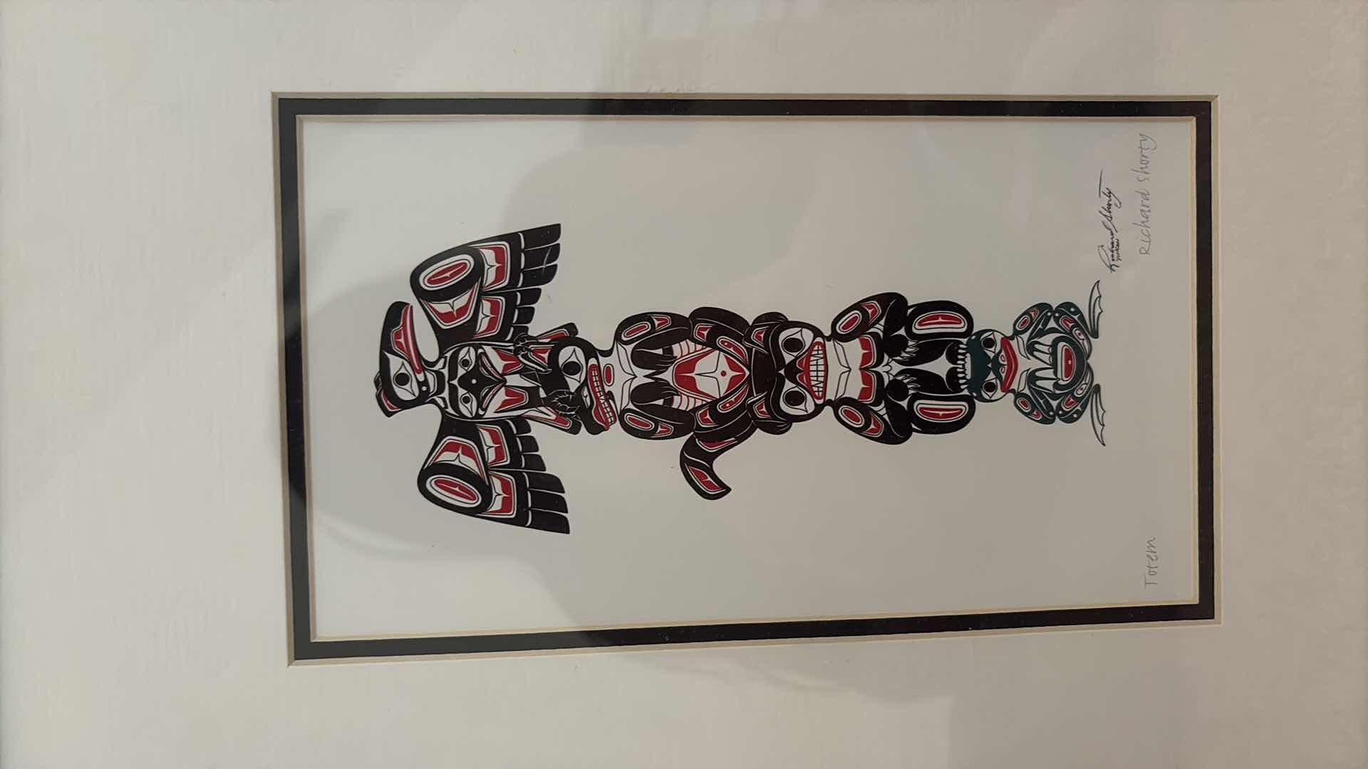 Photo 1 of FRAMED ARTWORK RICHARD SHORTY “TOTEM” NORTHWEST COAST STYLE ART PRINT SIGNED 11.5”X15”