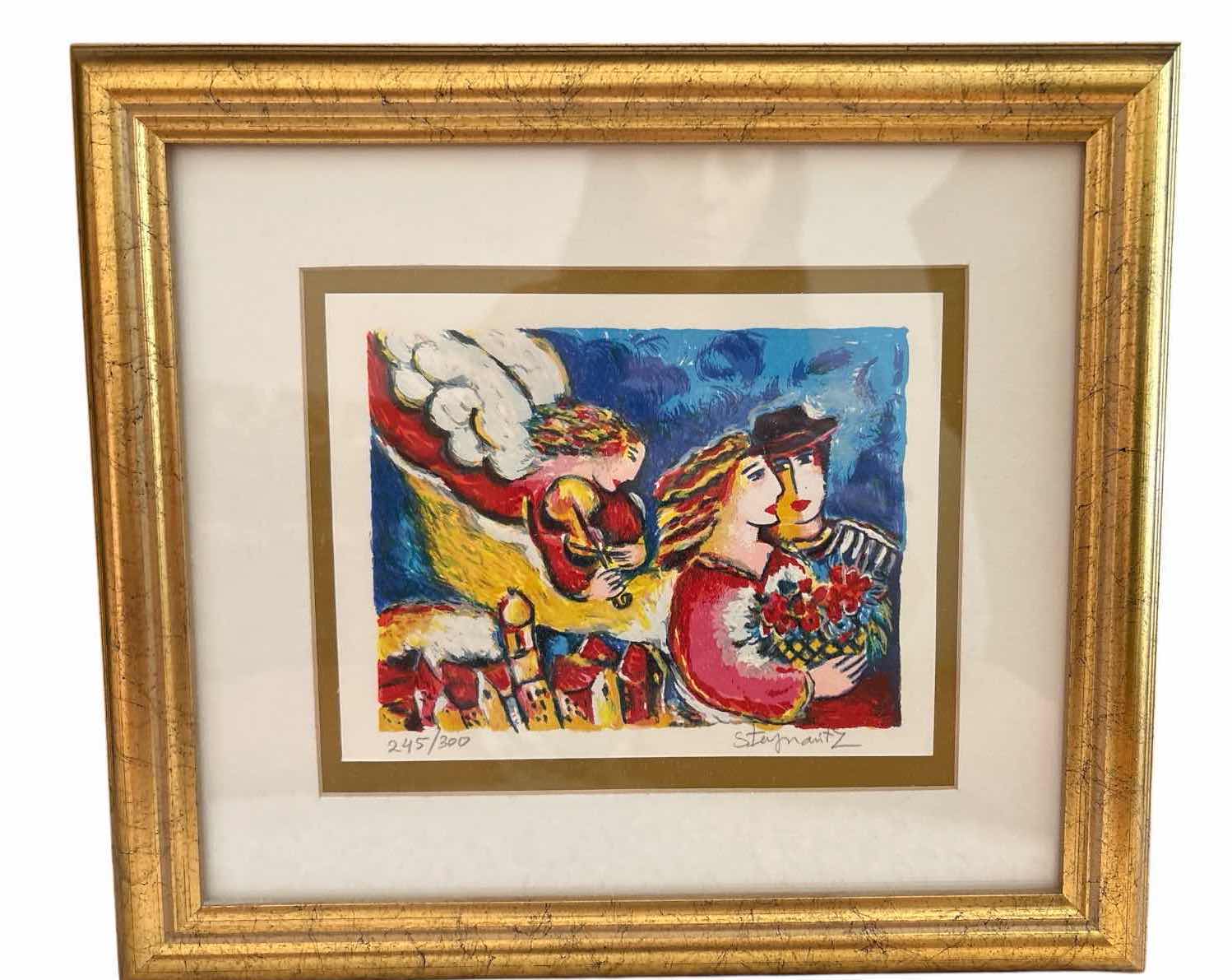 Photo 1 of FRAMED ARTWORK LIMITED EDITION SERIGRAPH “VILLAGE” BY ZAMY STEYNOVITZ, HAND SIGNED AND NUMBERED 245/300 W COA 13”X11.5”