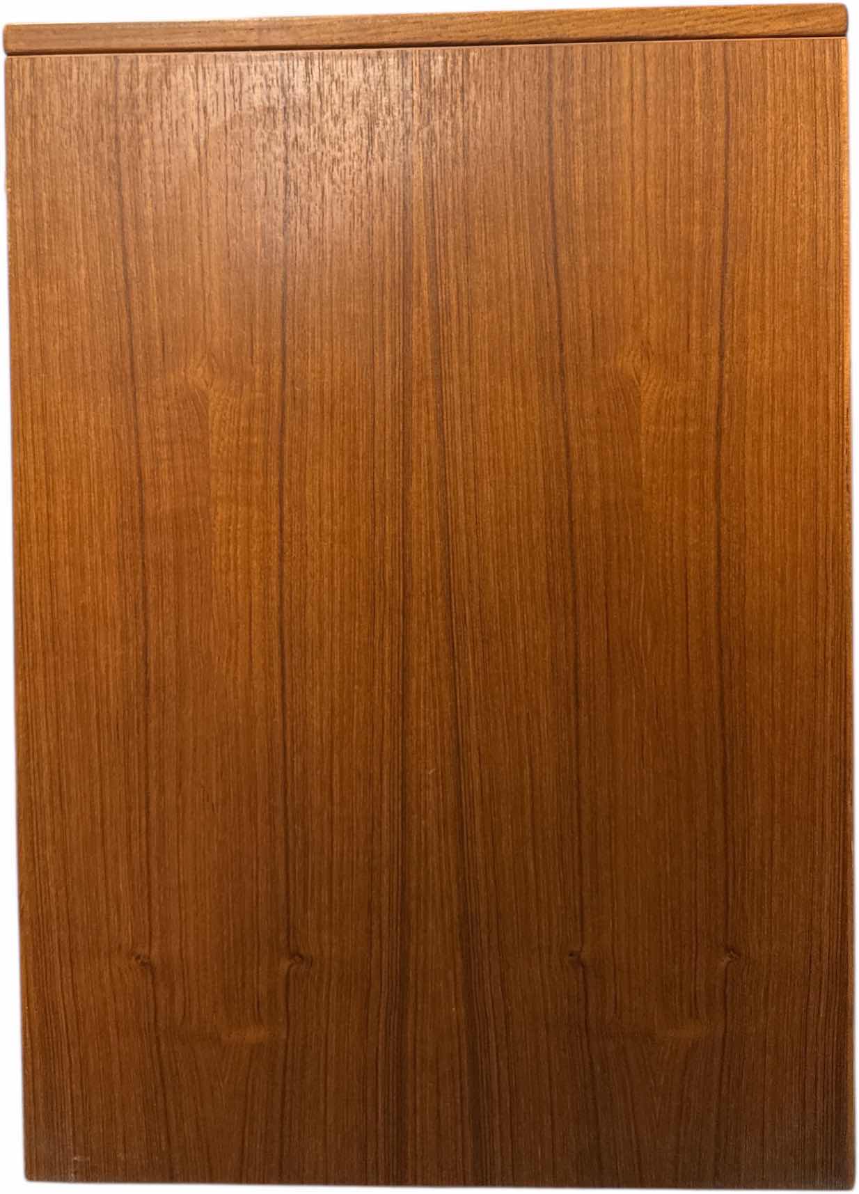 Photo 1 of 2 DRAWER TEAKWOOD FILING CABINET WITH LOCK AND KEY
18.5” X 19” X H27”