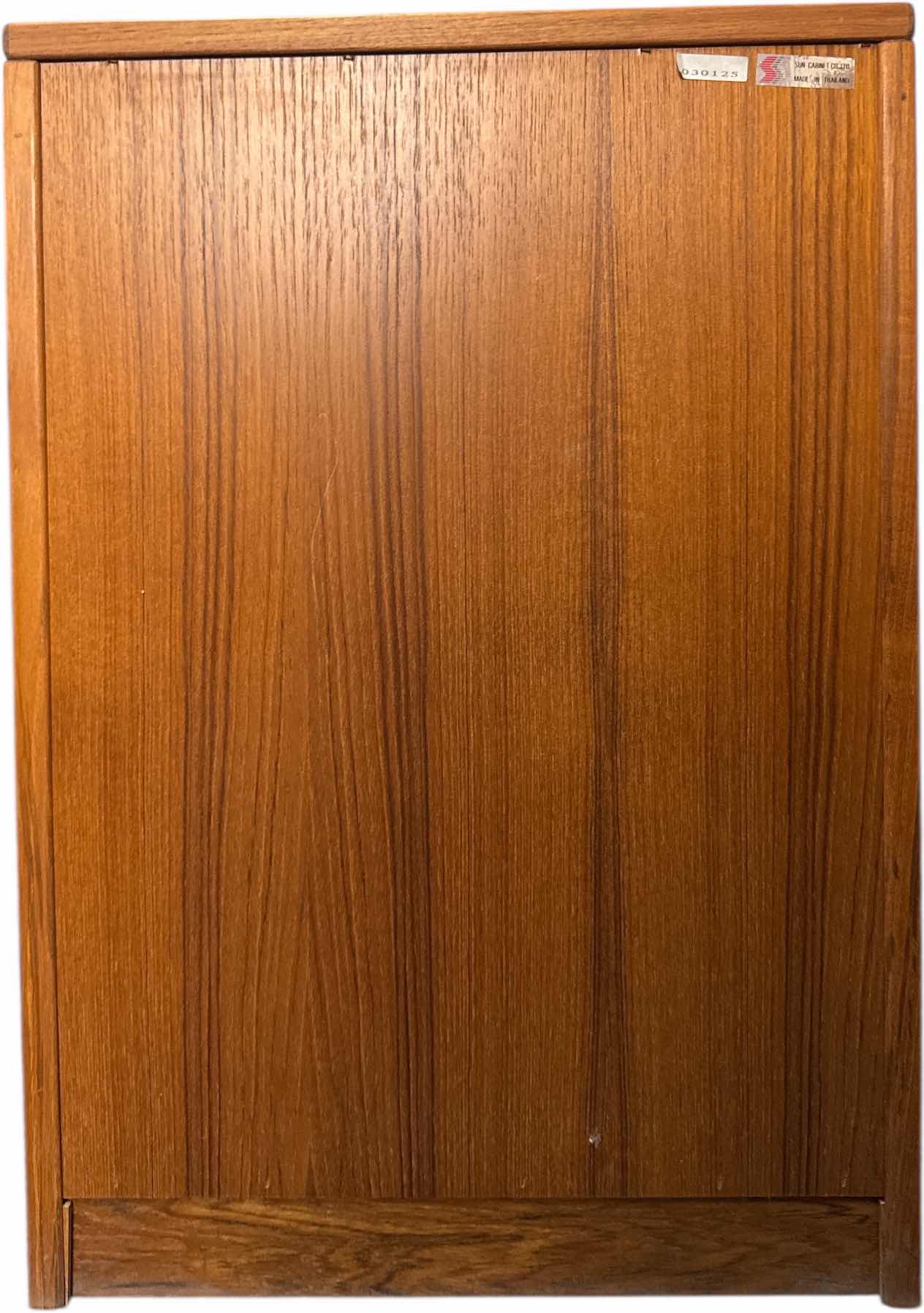 Photo 1 of 2 DRAWER TEAKWOOD FILING CABINET WITH LOCK AND KEY
18.5” X 19” X H27”