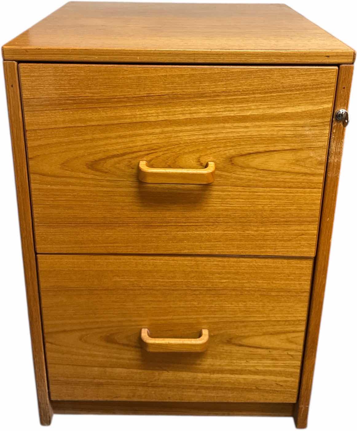 Photo 1 of 2 DRAWER TEAKWOOD FILING CABINET WITH LOCK AND KEY
18.5” X 19” X H27”
