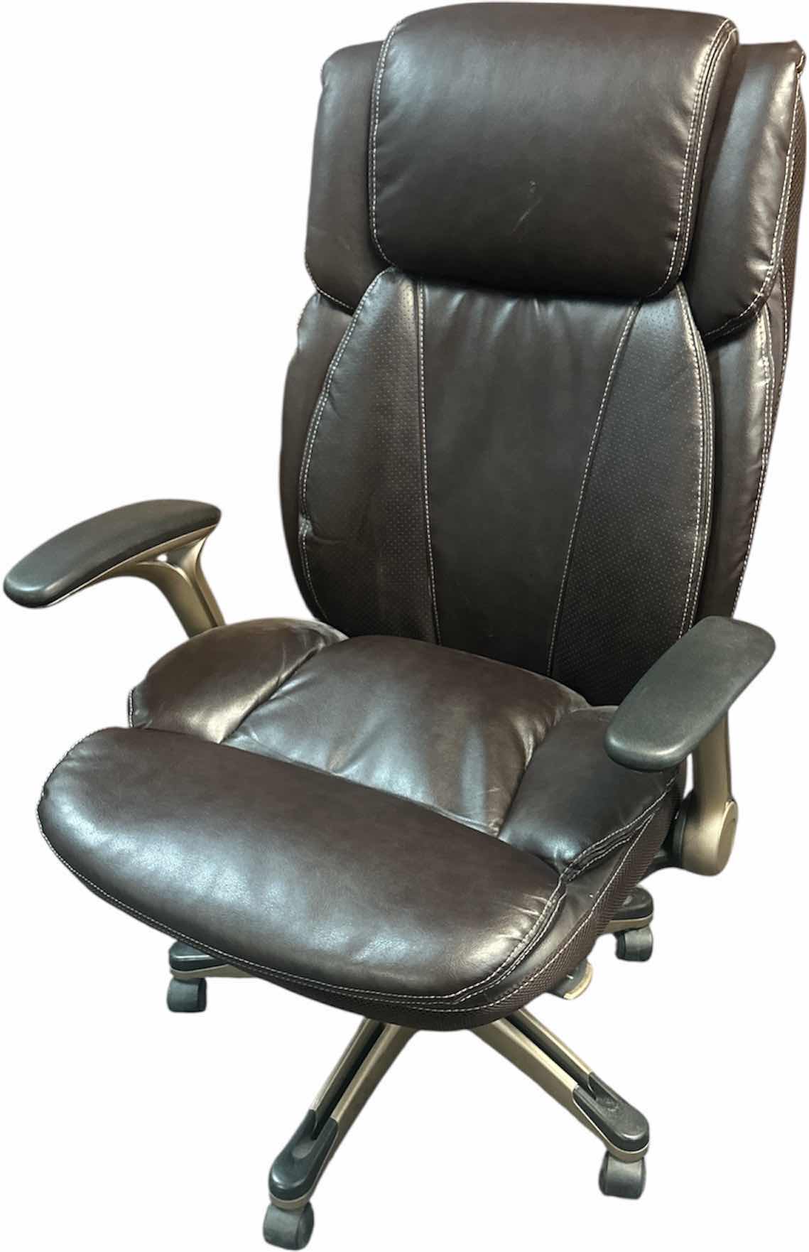 Photo 1 of BROWN LEATHER EXECUTIVE OFFICE CHAIR
29” X 27” X 44.5”H