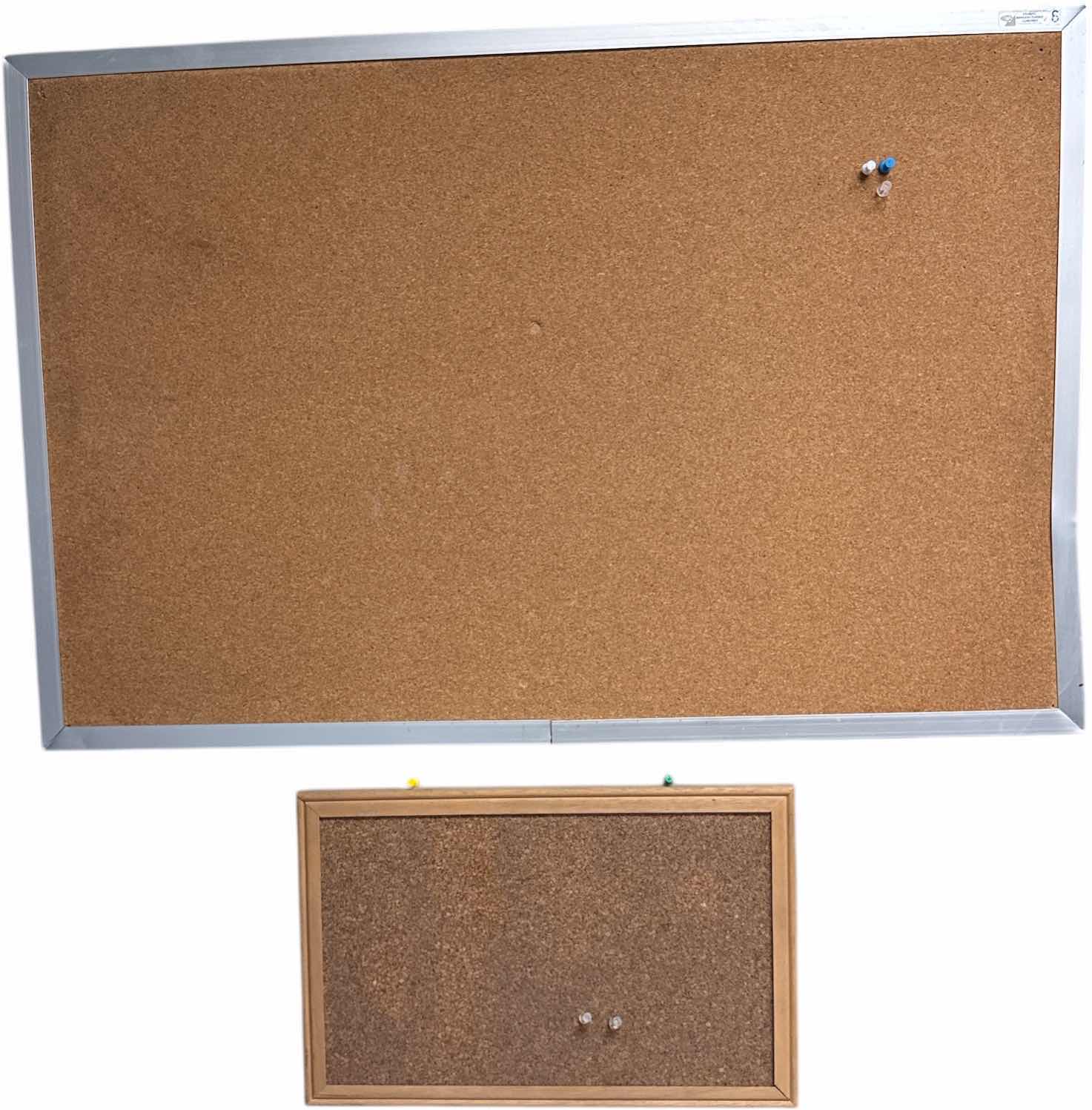Photo 1 of 2-BULLETIN BOARD CORK BOARD WITH ALUMINUM FRAME, AND WOOD FRAME
W36” X L24” AND SMALLER