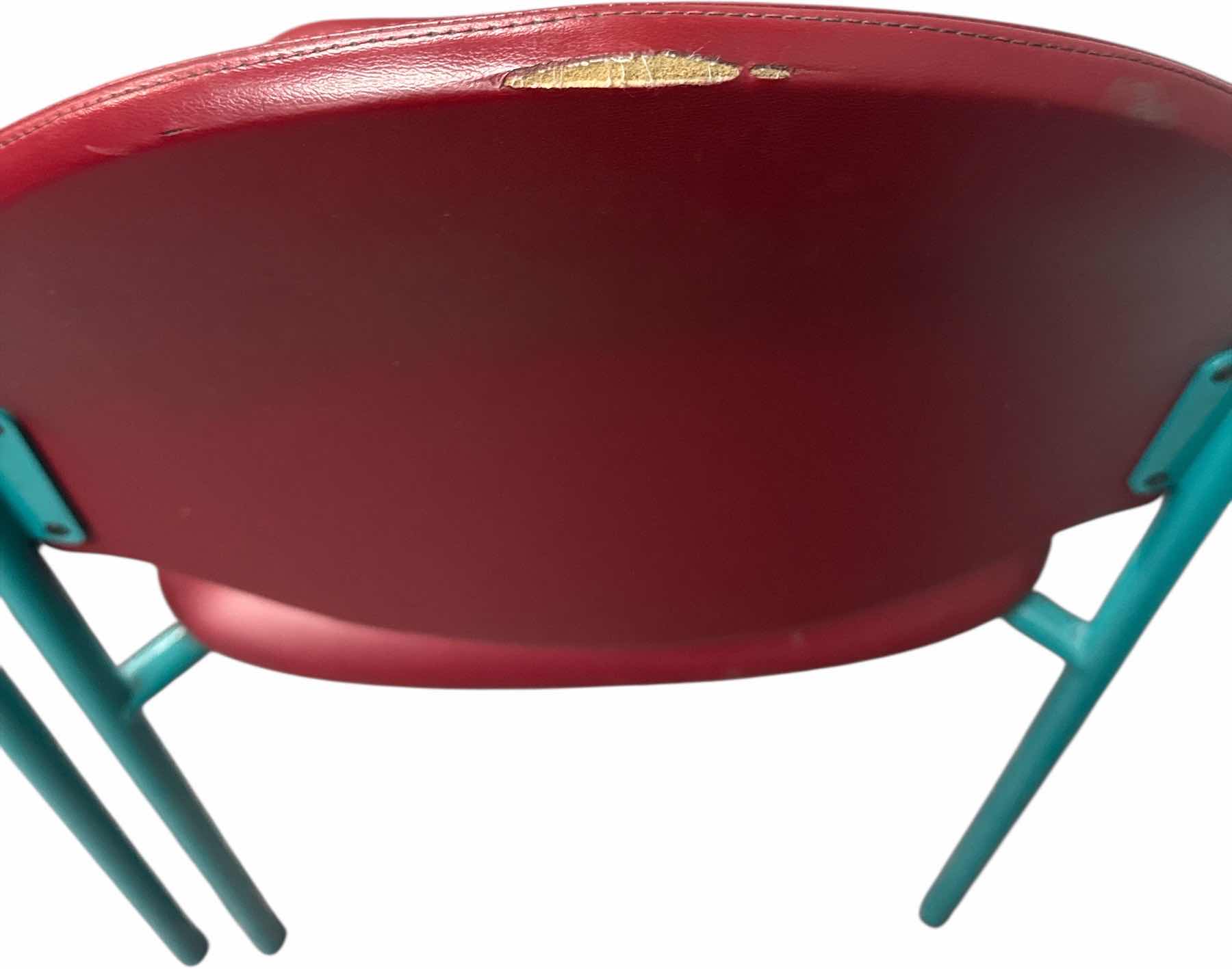 Photo 1 of 2- ARMLESS GUEST CHAIRS FAUX LEATHER RED/TEAL
18” X 18” X H32”