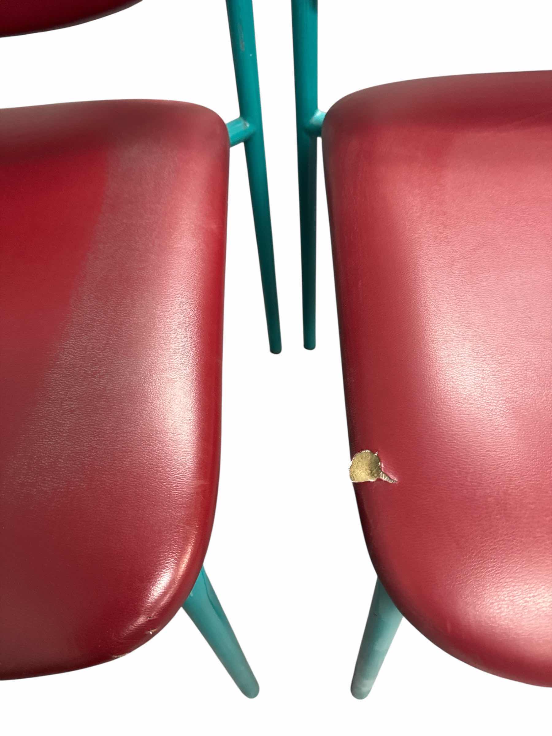 Photo 1 of 2- ARMLESS GUEST CHAIRS FAUX LEATHER RED/TEAL
18” X 18” X H32”