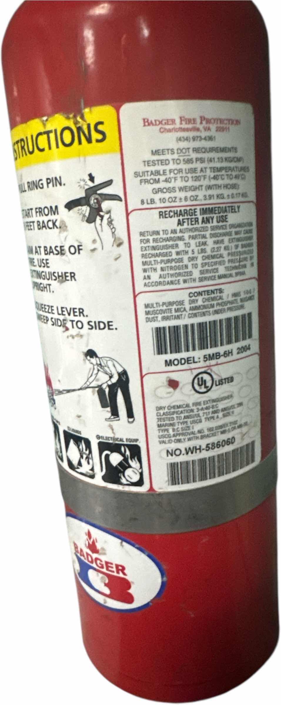 Photo 1 of FIRE EXTINGUISHER BY BADGER
D4.5” X H16”