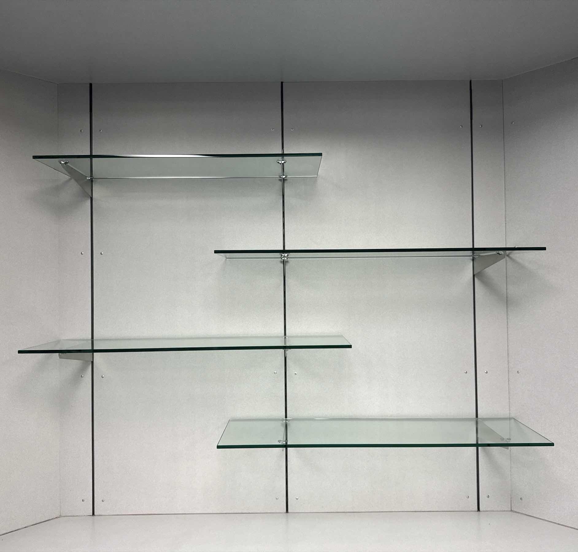 Photo 1 of 4- GLASS SHELVES WITH METAL BRACKET HOLDERS 
48” X 14” X H0.5”