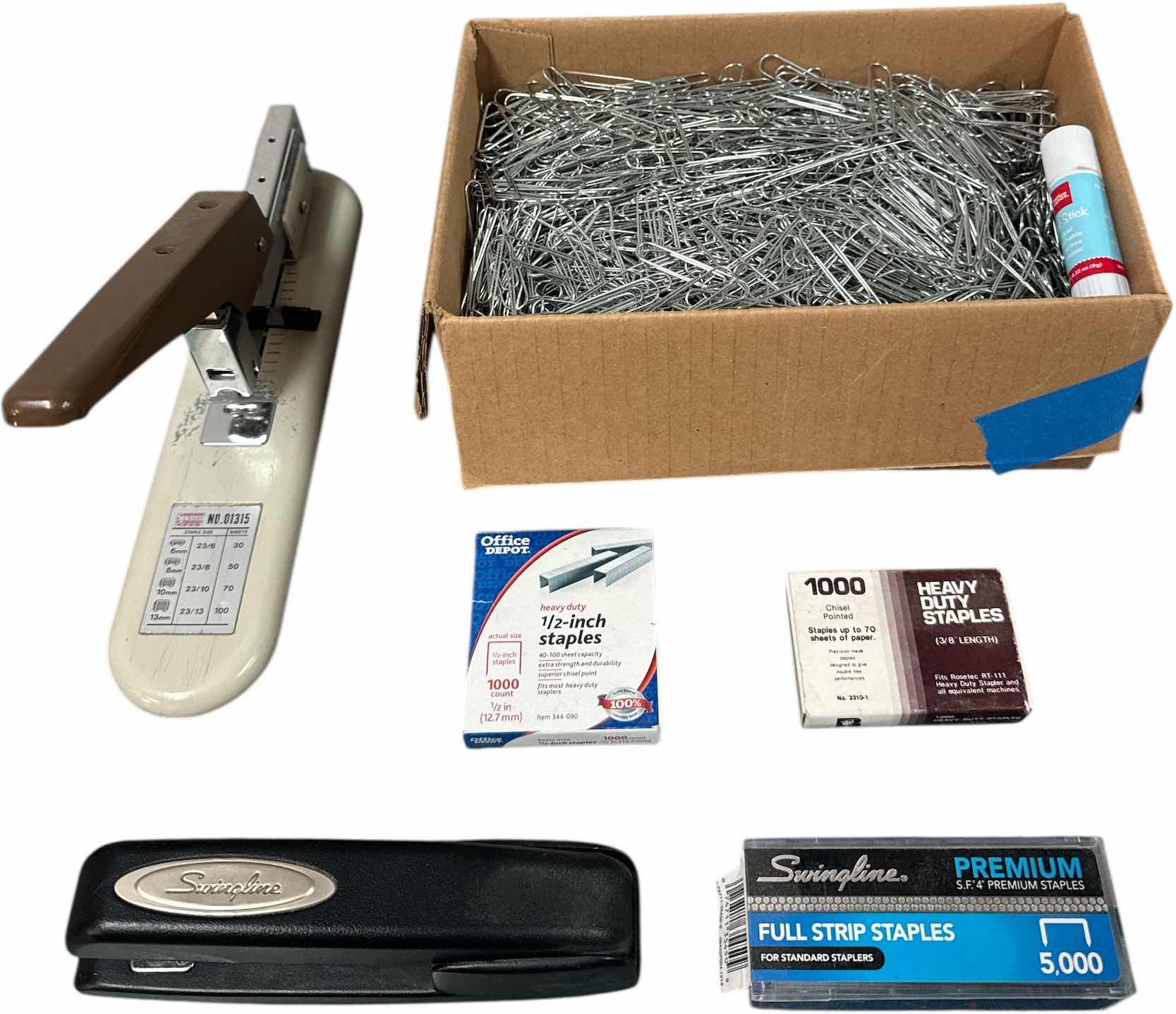 Photo 1 of 9- ASSORTED OFFICE ESSENTIALS, FILE ORGANIZERS, ELECTRIC PENCIL SHARPENER, CALCULATOR, BOX OF PAPERCLIPS, HEAVY DUTY STAPLER, WALL CLOCK
CLOCK
D9.5” X H.75”