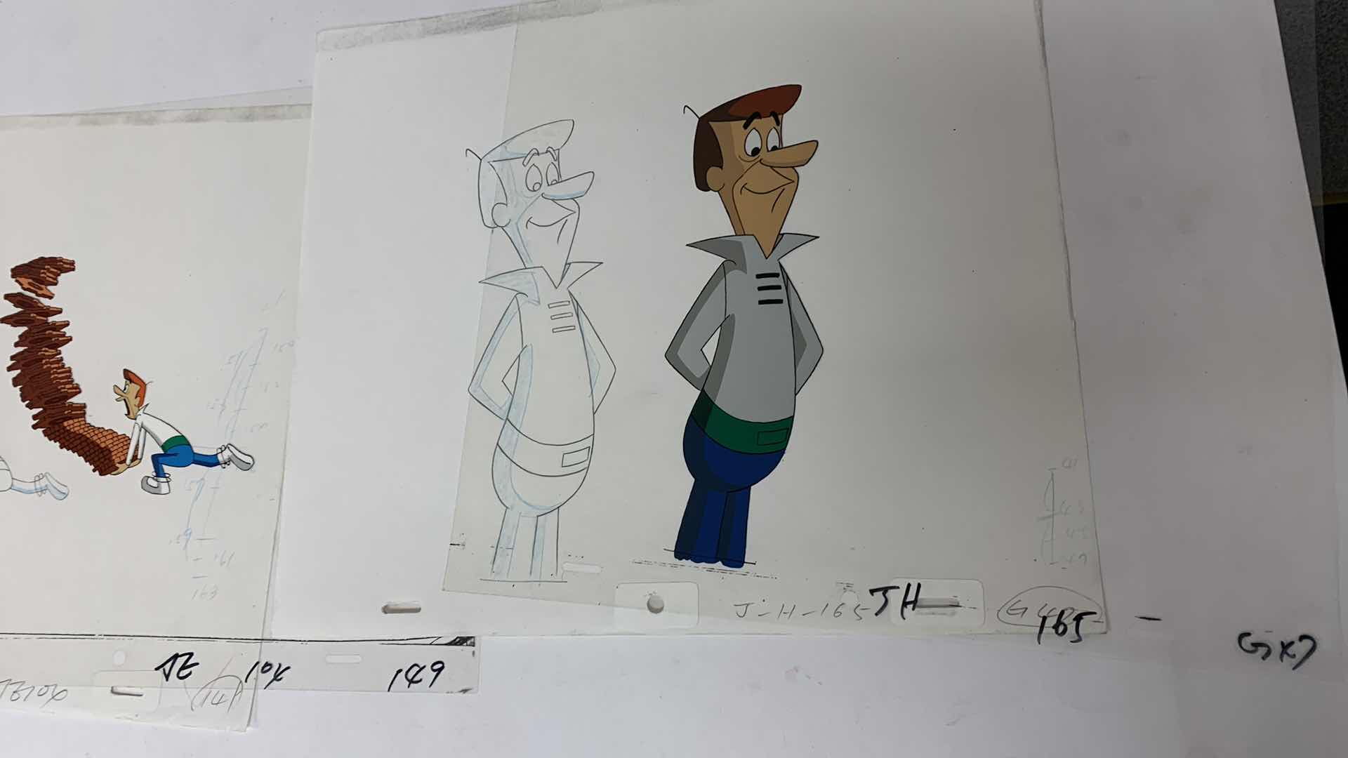 Photo 1 of 2-VINTAGE HANNA BARBERA HAND PAINTED ANIMATION CELS WITH GEORGE JETSON AND 8” X 10”