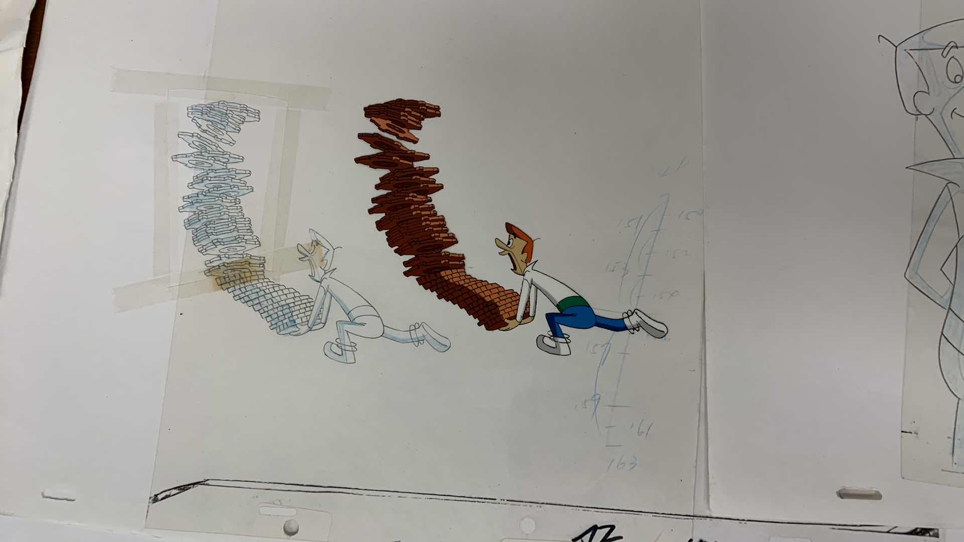Photo 1 of 2-VINTAGE HANNA BARBERA HAND PAINTED ANIMATION CELS WITH GEORGE JETSON AND 8” X 10”