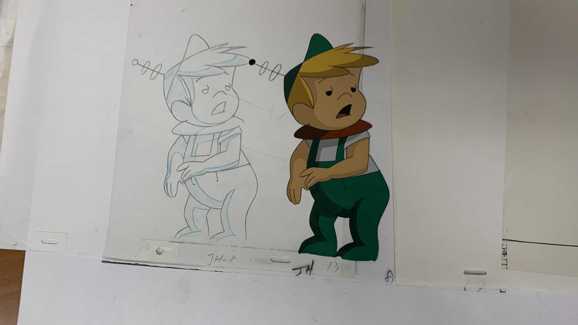 Photo 1 of 2-VINTAGE HANNA BARBERA HAND PAINTED ANIMATION CELS WITH ELROY FROM THE JETSONS  8” X 10”