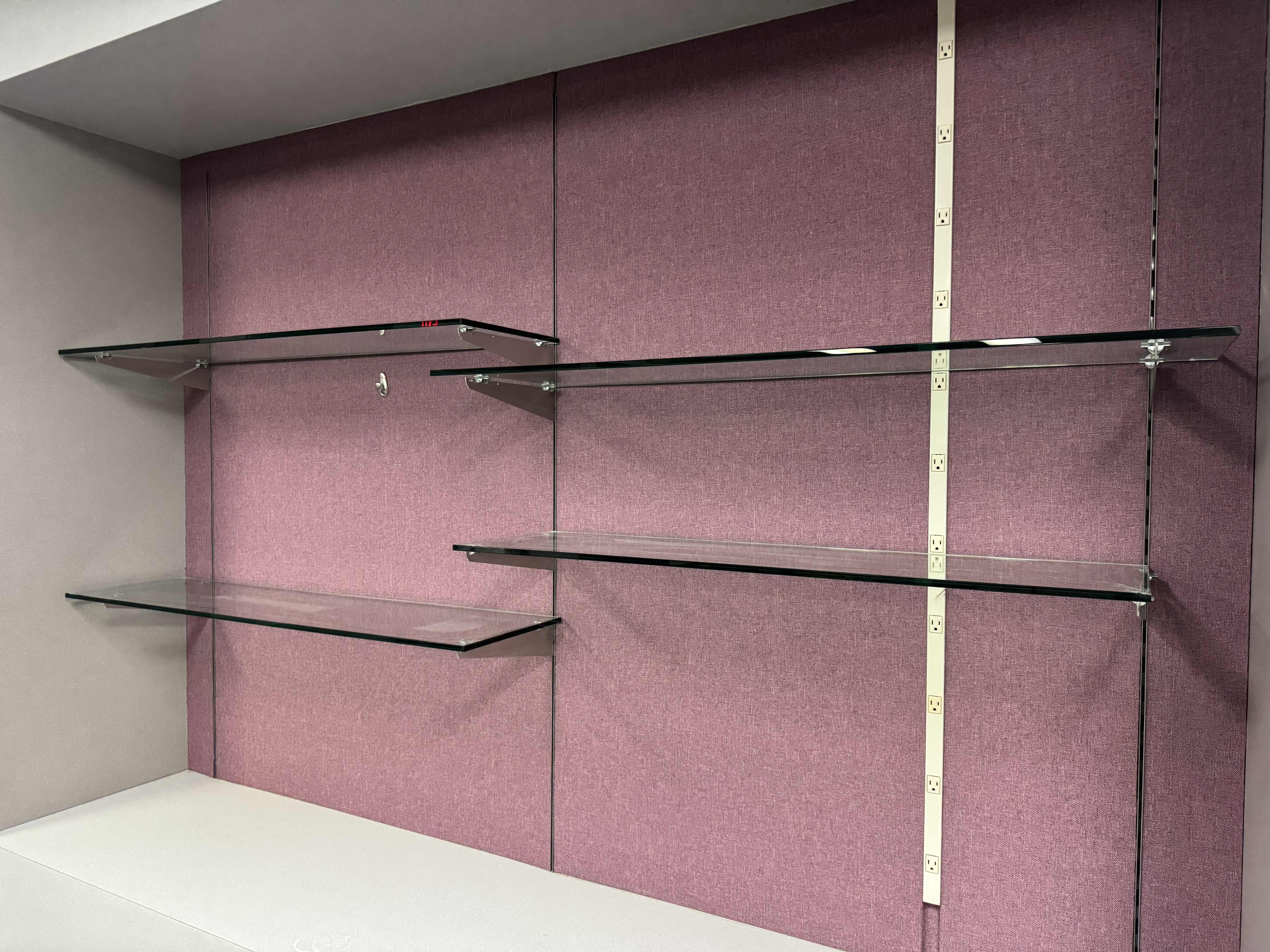 Photo 1 of 4- GLASS SHELVES WITH METAL BRACKET HOLDERS 
2-54” X 14” X H0.05”
2-48” X 14” X H0.05