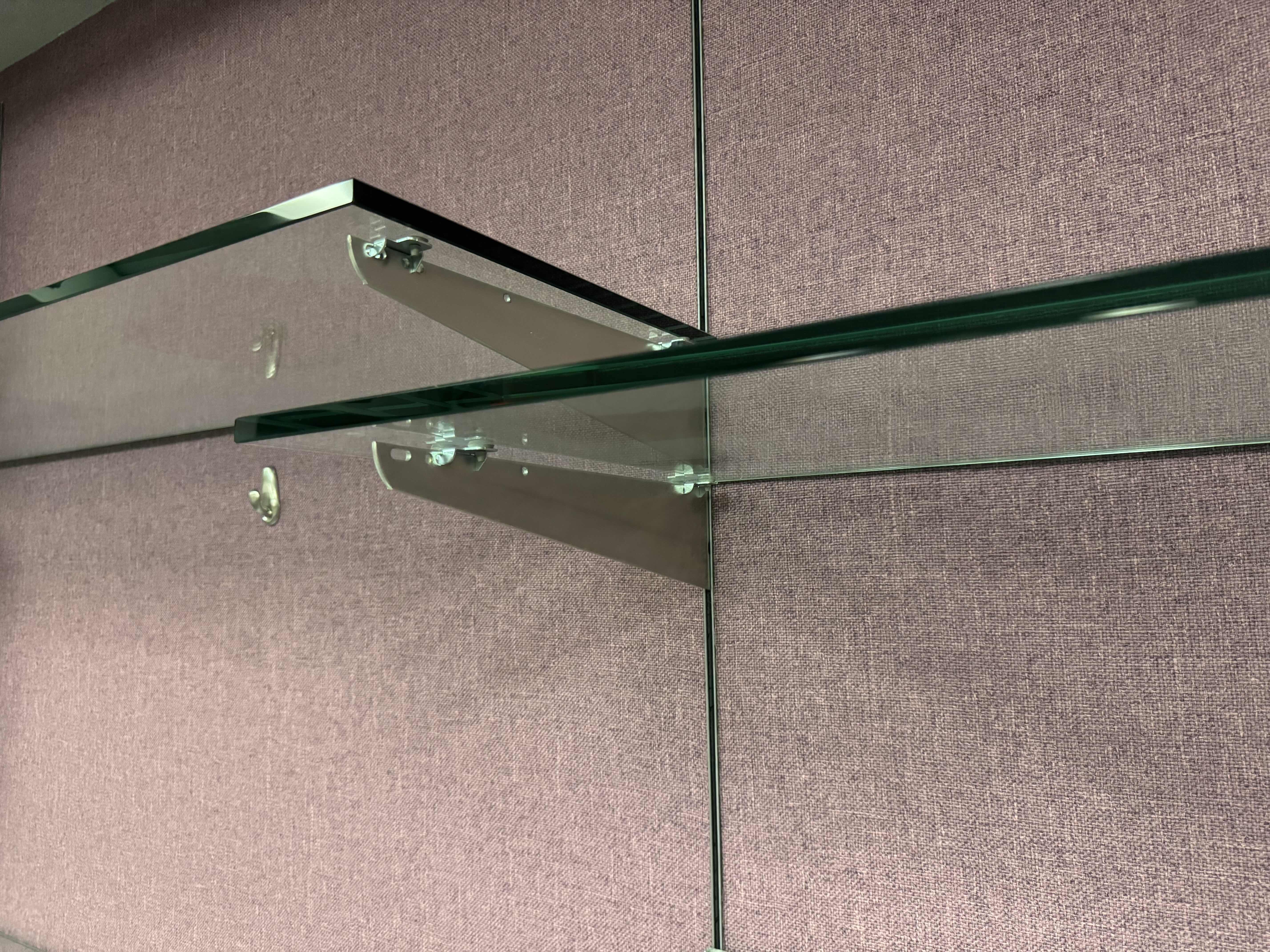 Photo 1 of 4- GLASS SHELVES WITH METAL BRACKET HOLDERS 
2-54” X 14” X H0.05”
2-48” X 14” X H0.05
