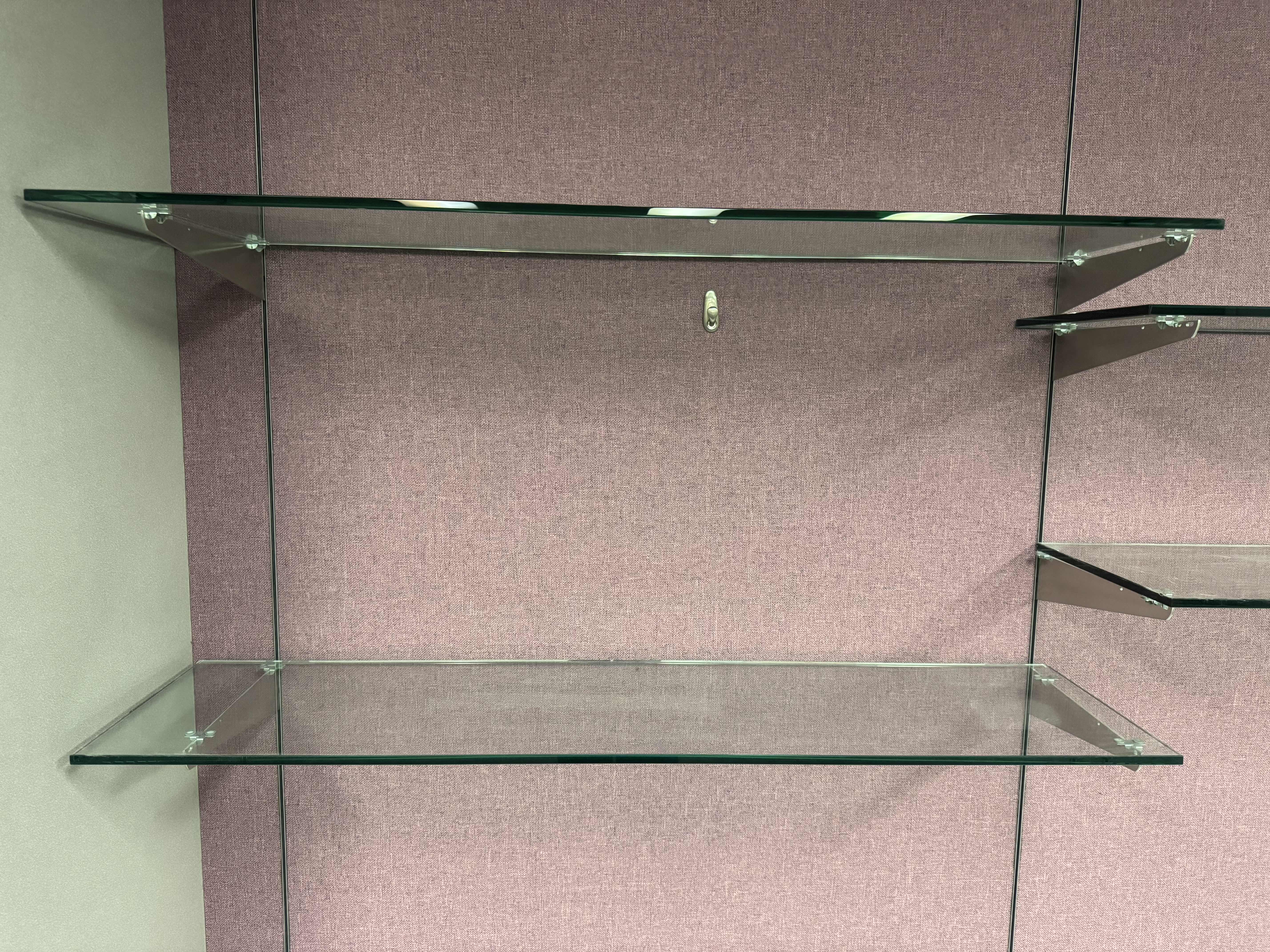 Photo 1 of 4- GLASS SHELVES WITH METAL BRACKET HOLDERS 
2-54” X 14” X H0.05”
2-48” X 14” X H0.05