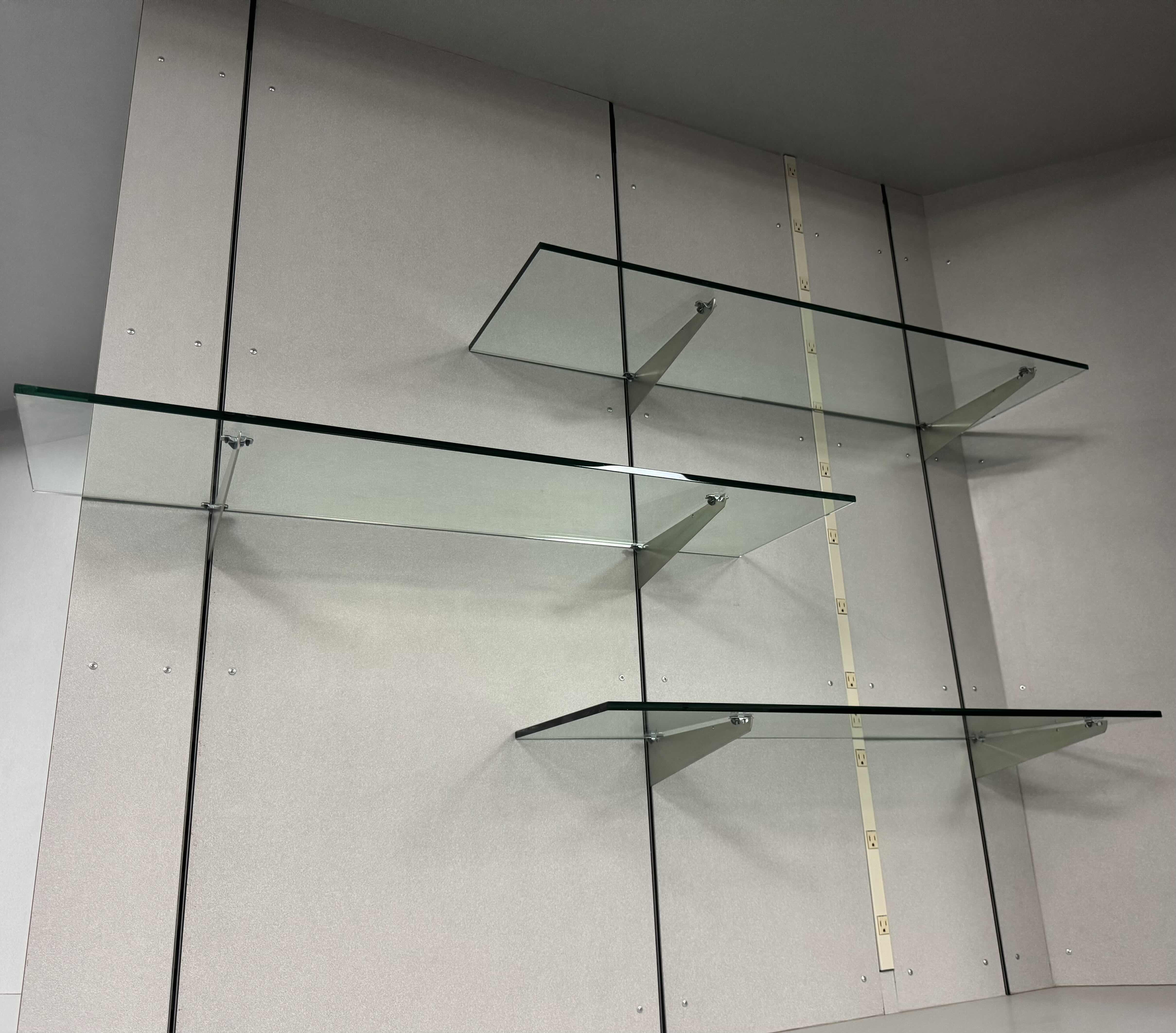 Photo 1 of 3-GLASS SHELVES WITH METAL BRACKET HOLDERS 
2- 48” X 14” X H0.5”
1- 45” X 14” X H0.5”