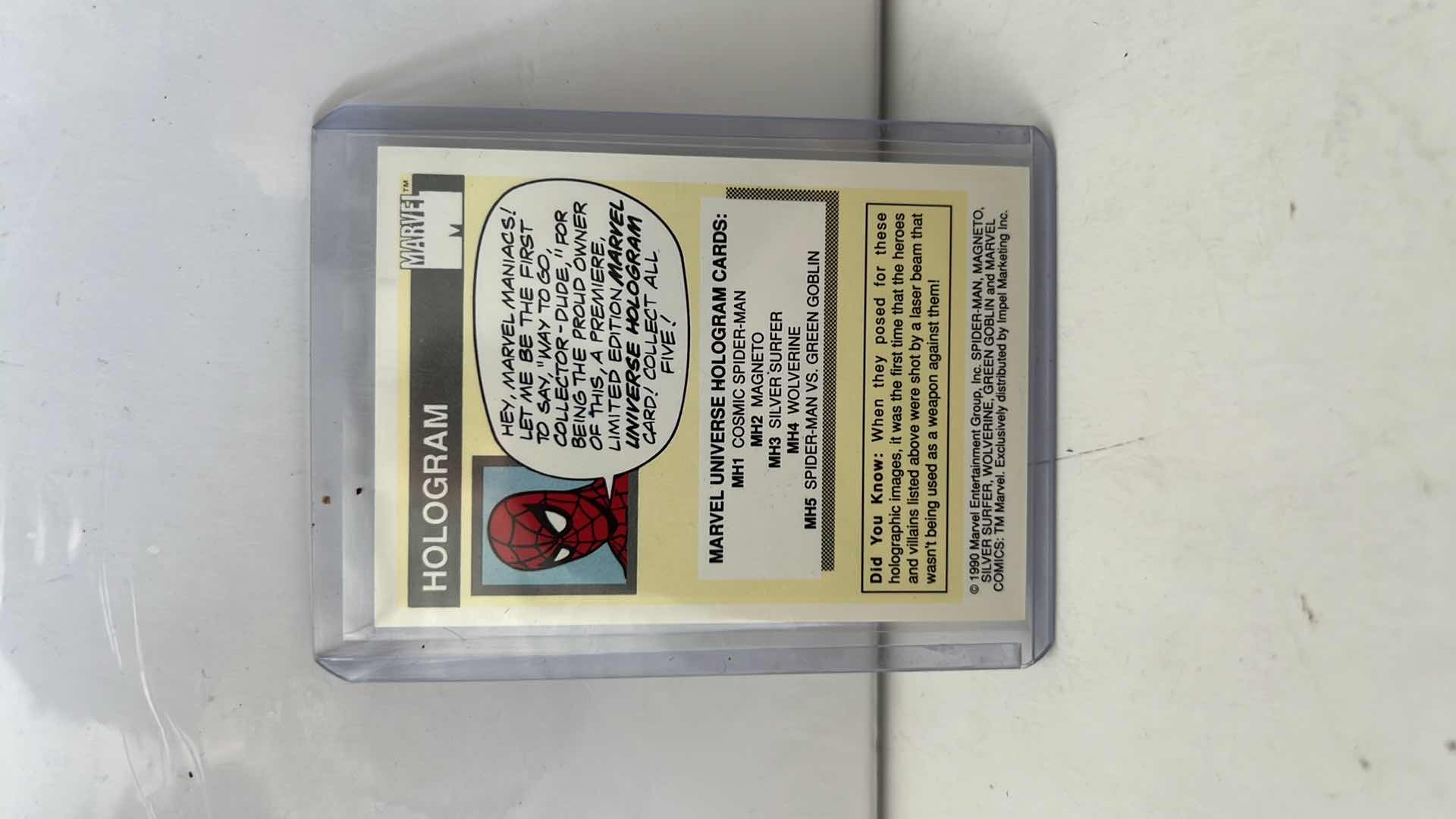 Photo 1 of 1990 AMPEL MARVEL UNIVERSE HOLOGRAM CARD COSMIC SPIDER-MAN