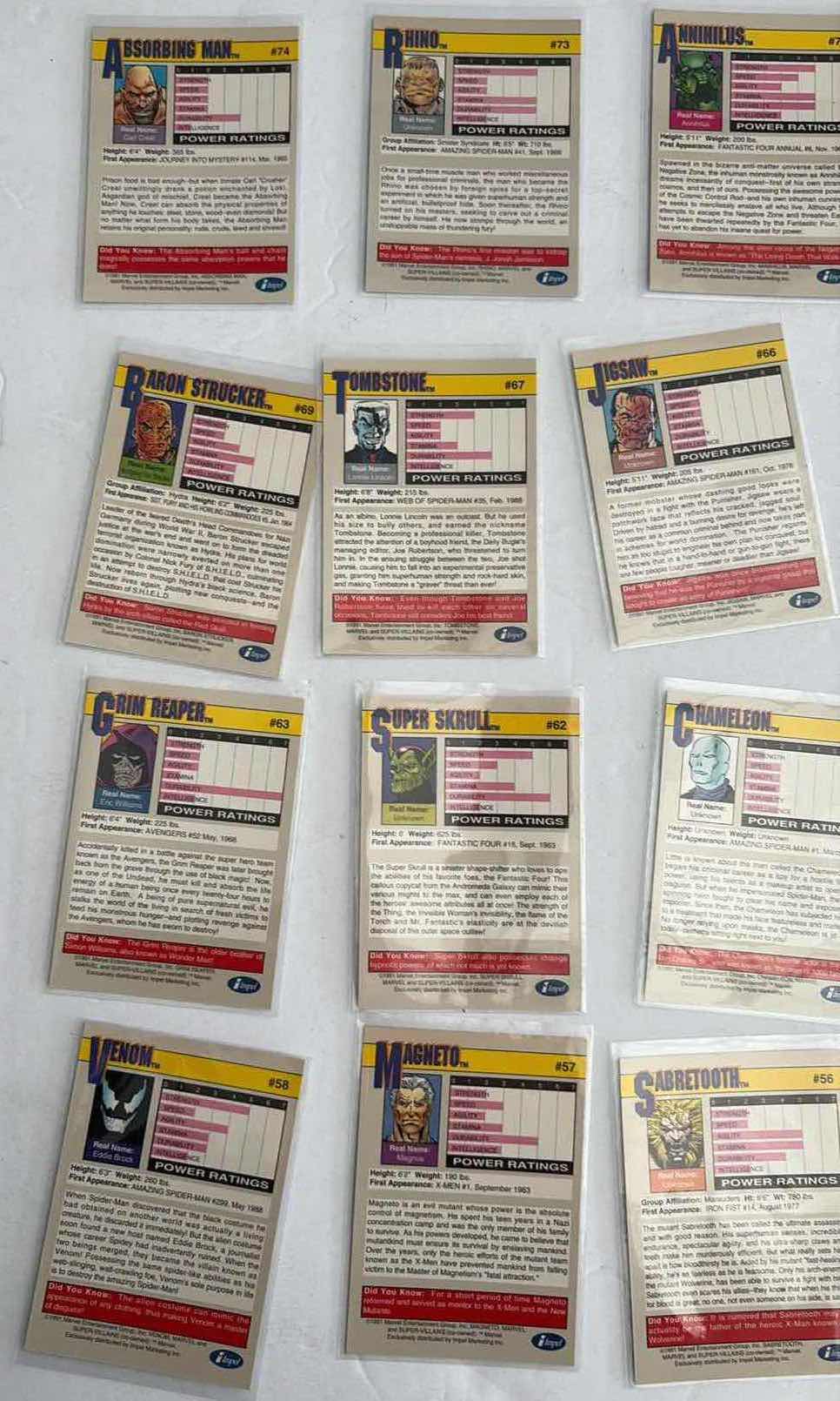 Photo 1 of 20-1991 MARVEL IMPEL TRADING CARDS SERIES II  RANDOM