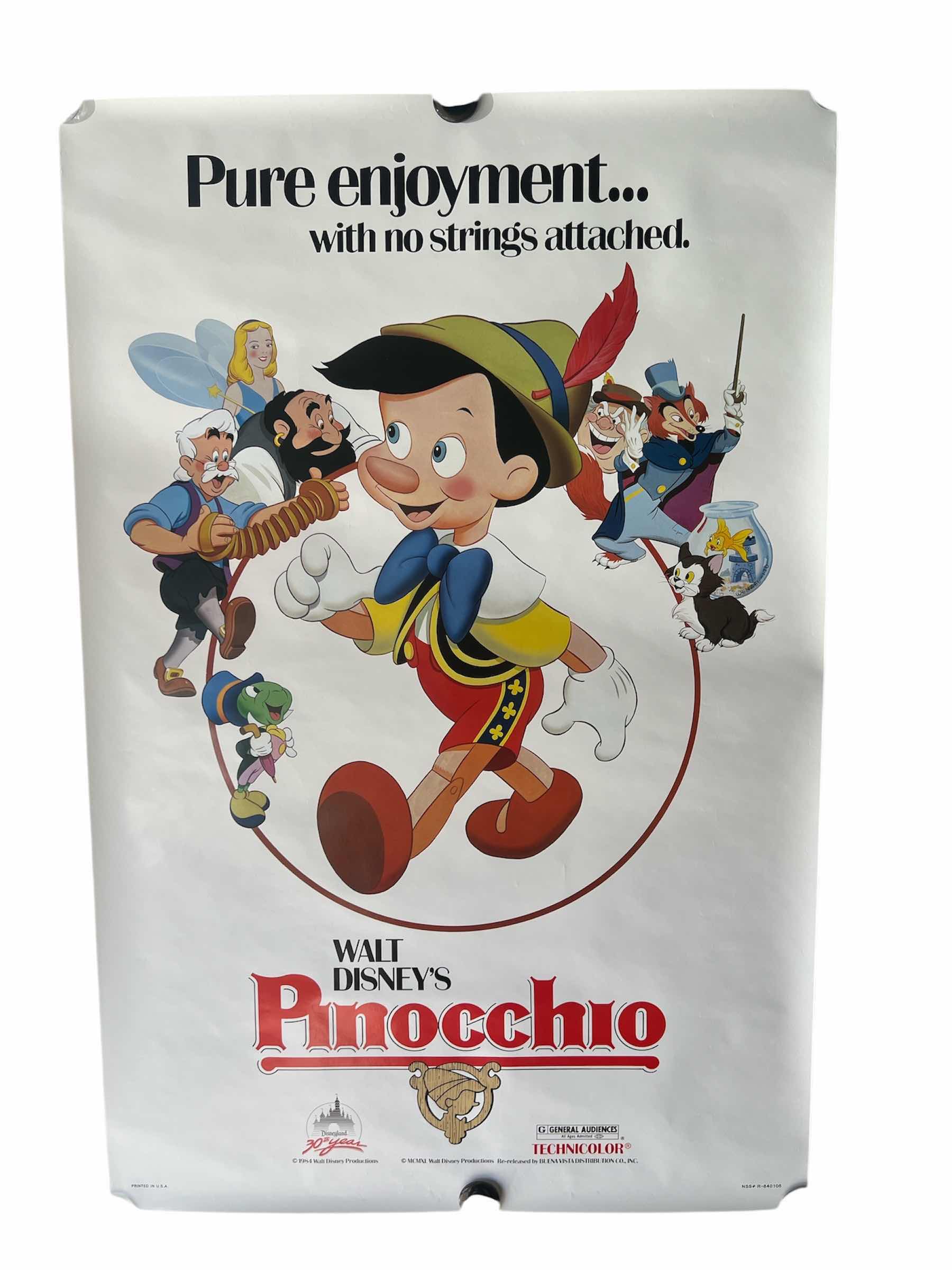 Photo 1 of PINOCCHIO MOVIE POSTER 1994 RE RELEASE 27”W X 40”H
