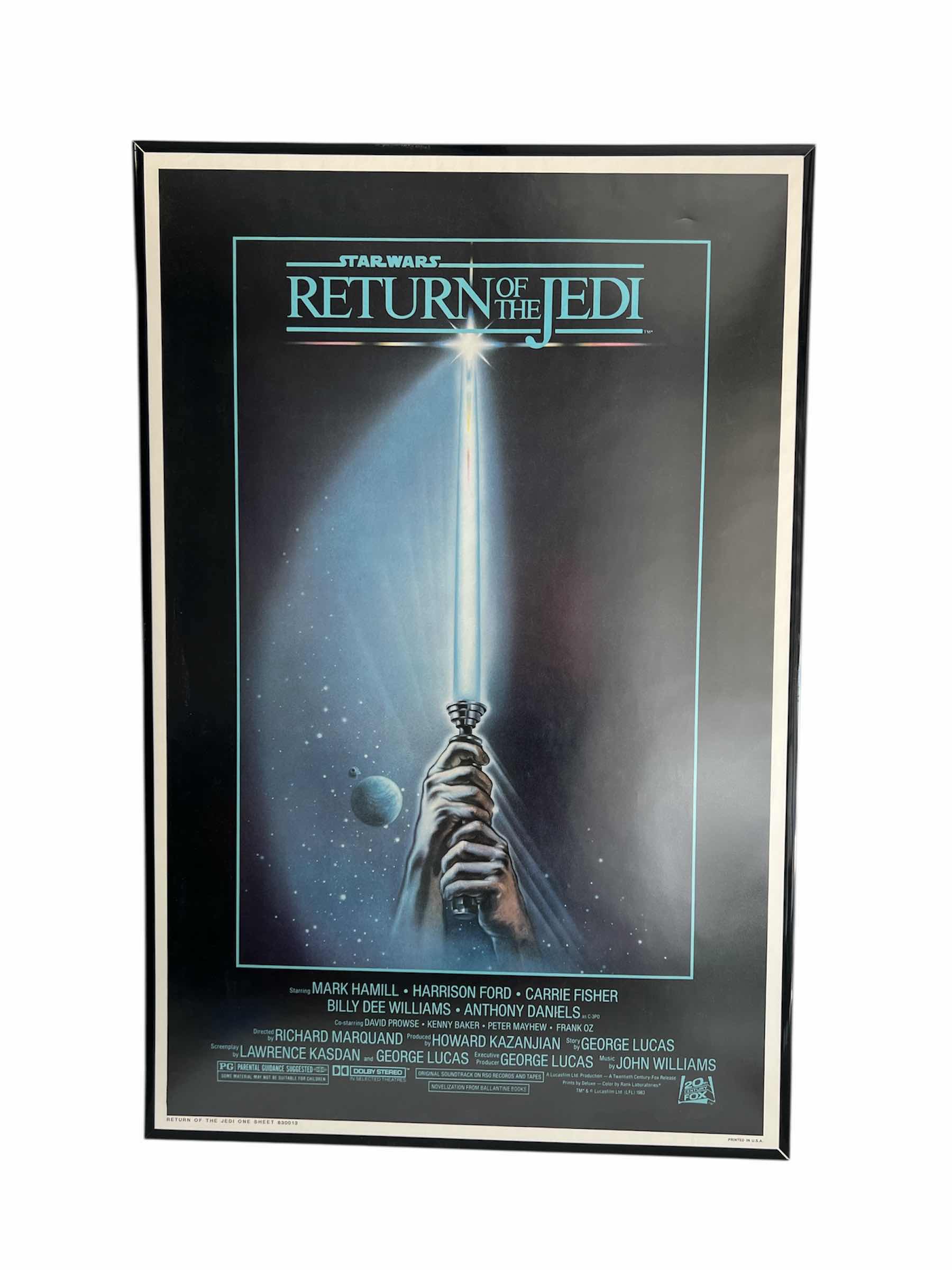 Photo 1 of STAR WARS RETURN OF THE JEDI MOVIE POSTER IN BLACK PLASTIC FRAME 27”W X 40”H