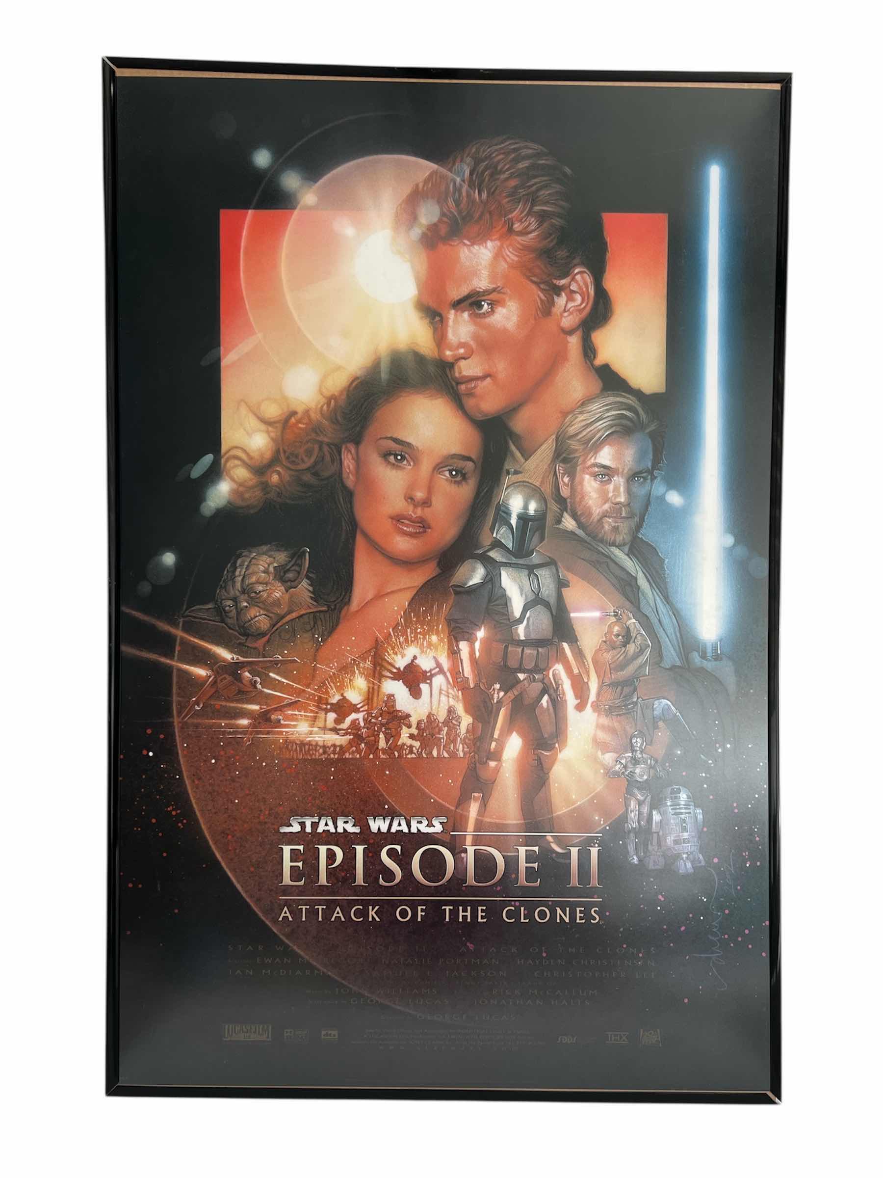 Photo 1 of STAR WARS EPISODE II ATTACK OF THE CLONES MOVIE POSTER WITH BLACK PLASTIC FRAME 27”W X 40”H