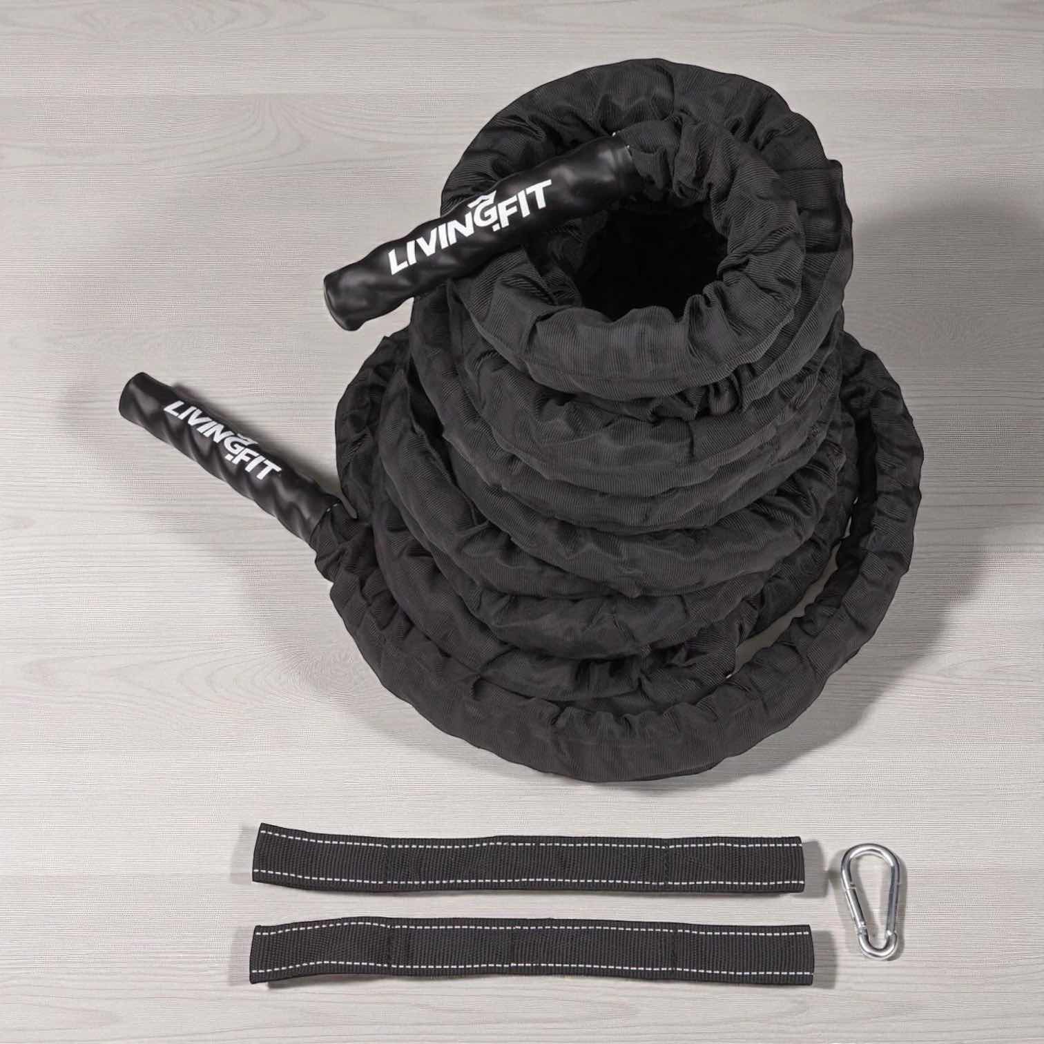 Photo 1 of 30 FT LONG, 1.5” DIAMETER BATTLE ROPE WITH BLACK CANVAS COVERING FROM LIVING FIT