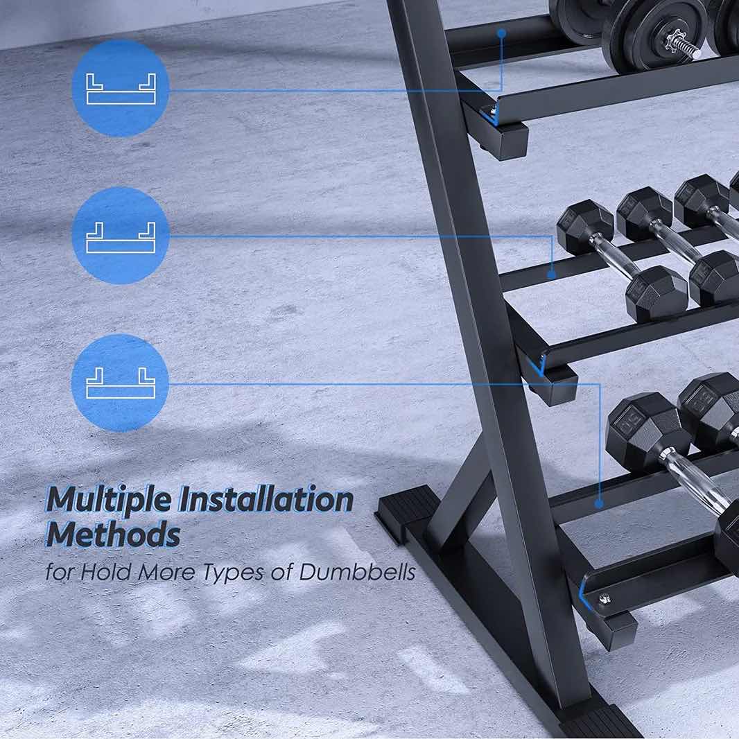 View 3 of 48”-3 TIER DUMBBELL RACK FITNESS EQUIPMENT 48”L X 34.6”H X 21.7”D