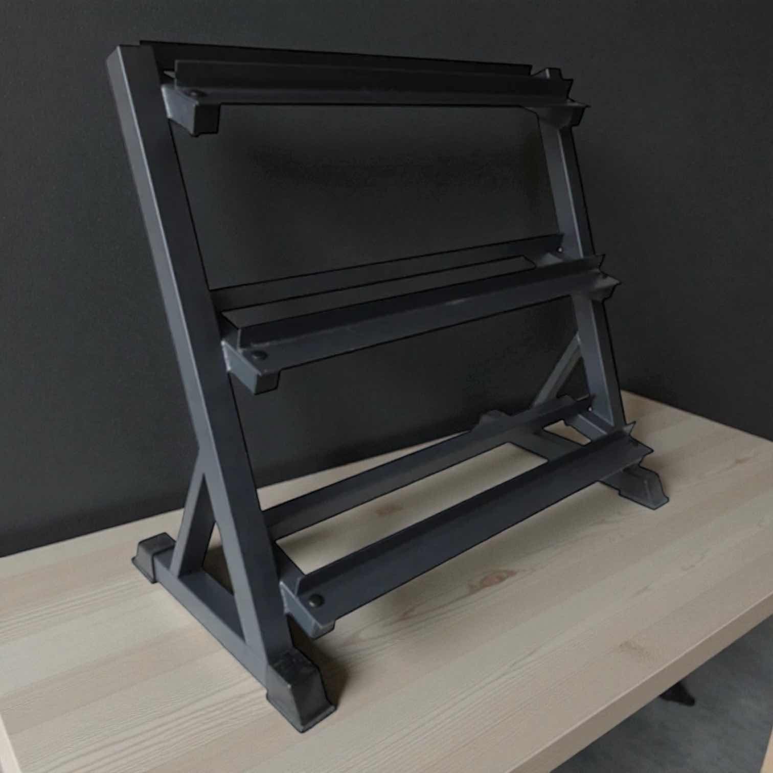 View 1 of 48”-3 TIER DUMBBELL RACK FITNESS EQUIPMENT 48”L X 34.6”H X 21.7”D