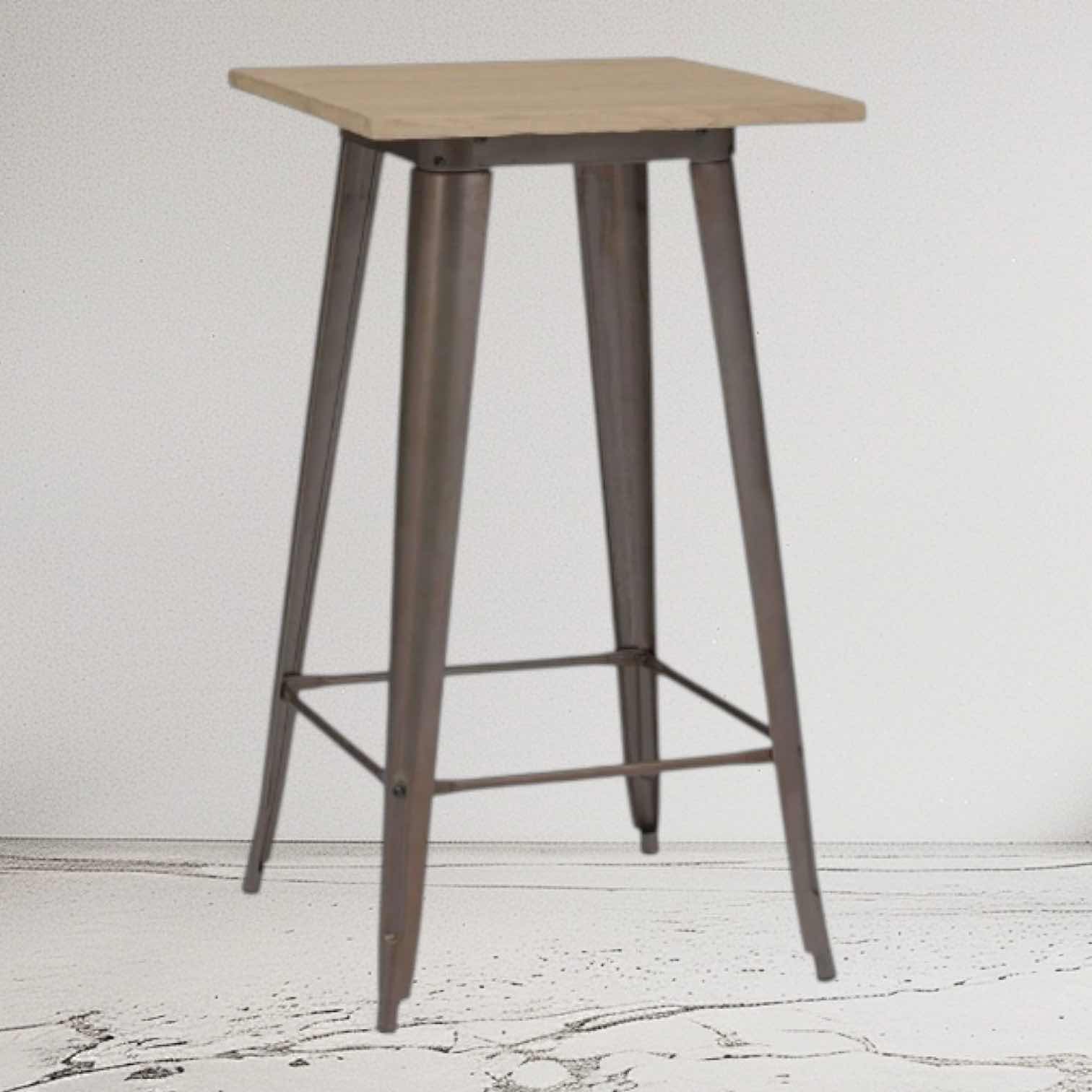 Photo 1 of 42” TALL MATTE LIGHT ELMWOOD BAR TABLE, TOP-23.6” X 23.6”
