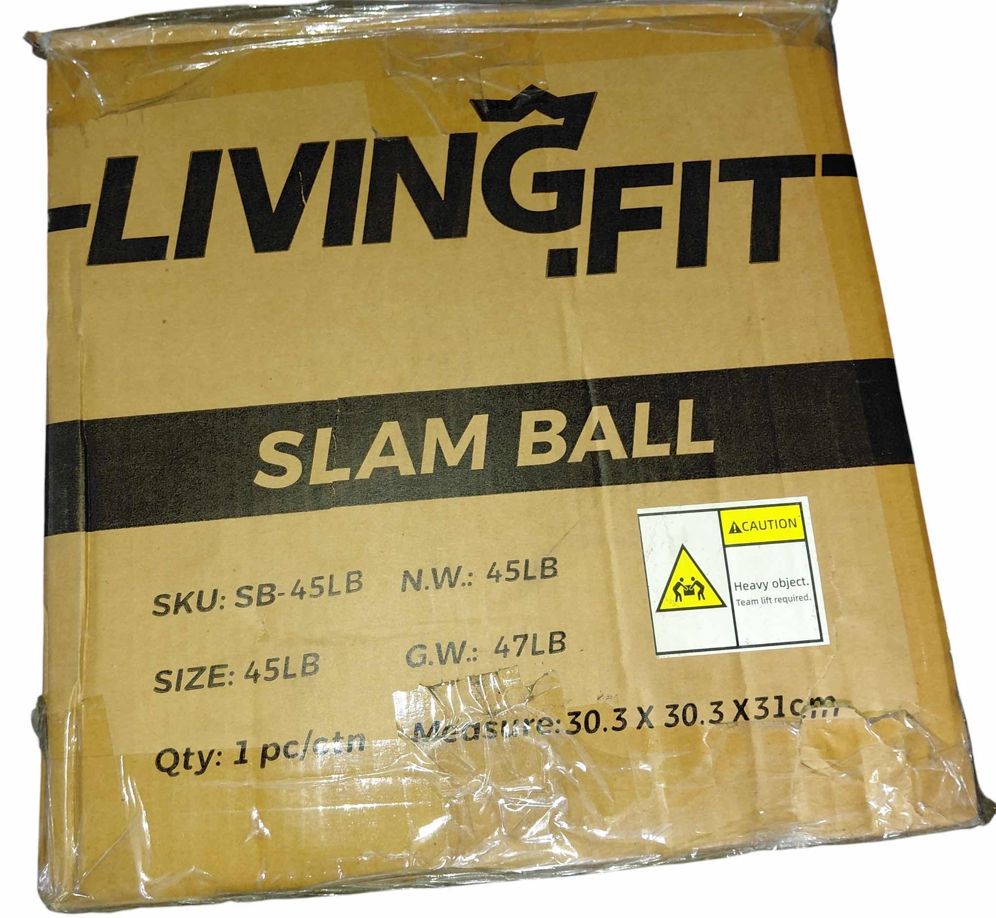 Photo 2 of NEW IN BOX 70 LB BLACK WORKOUT SLAM BALL FROM LIVING FIT