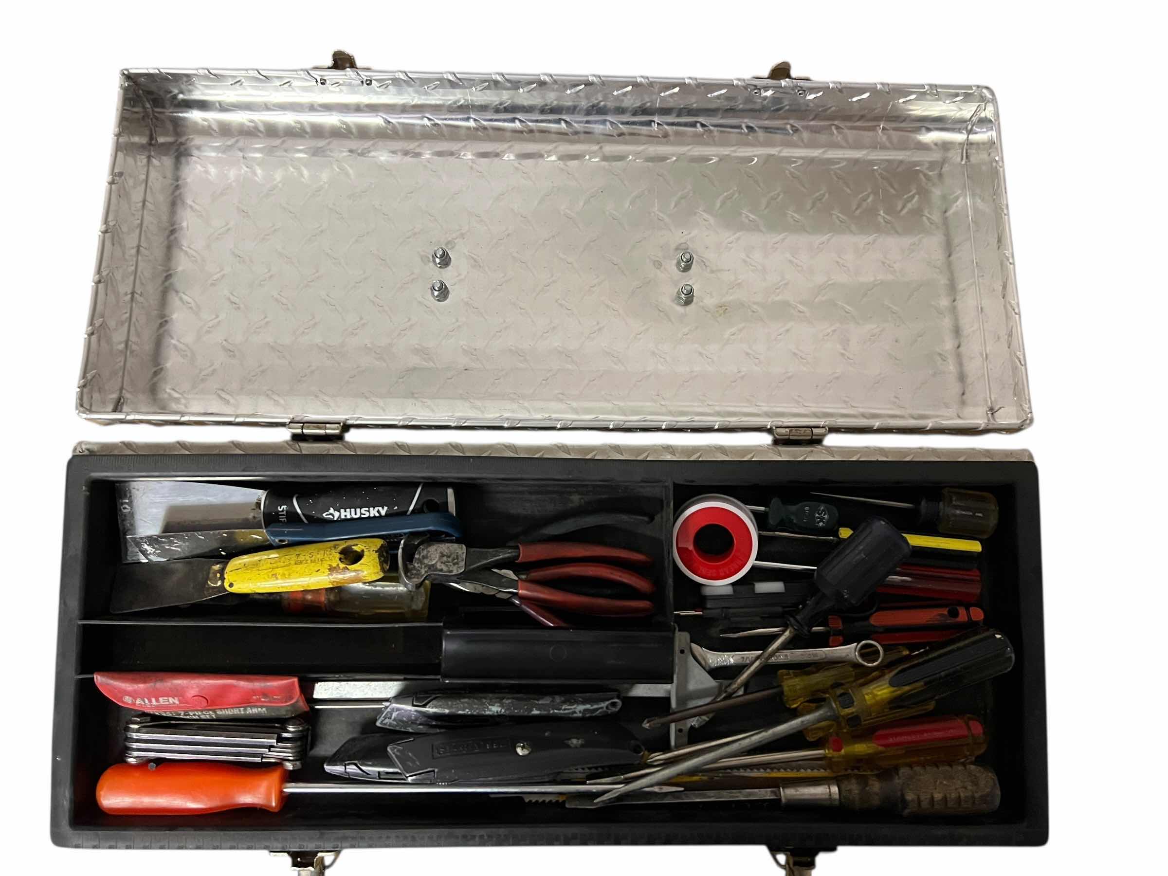 Photo 1 of TASK FORCE TOOL BOX WITH ASSORTMENT OF TOOLS 24”W X 9.5”D X 9”W