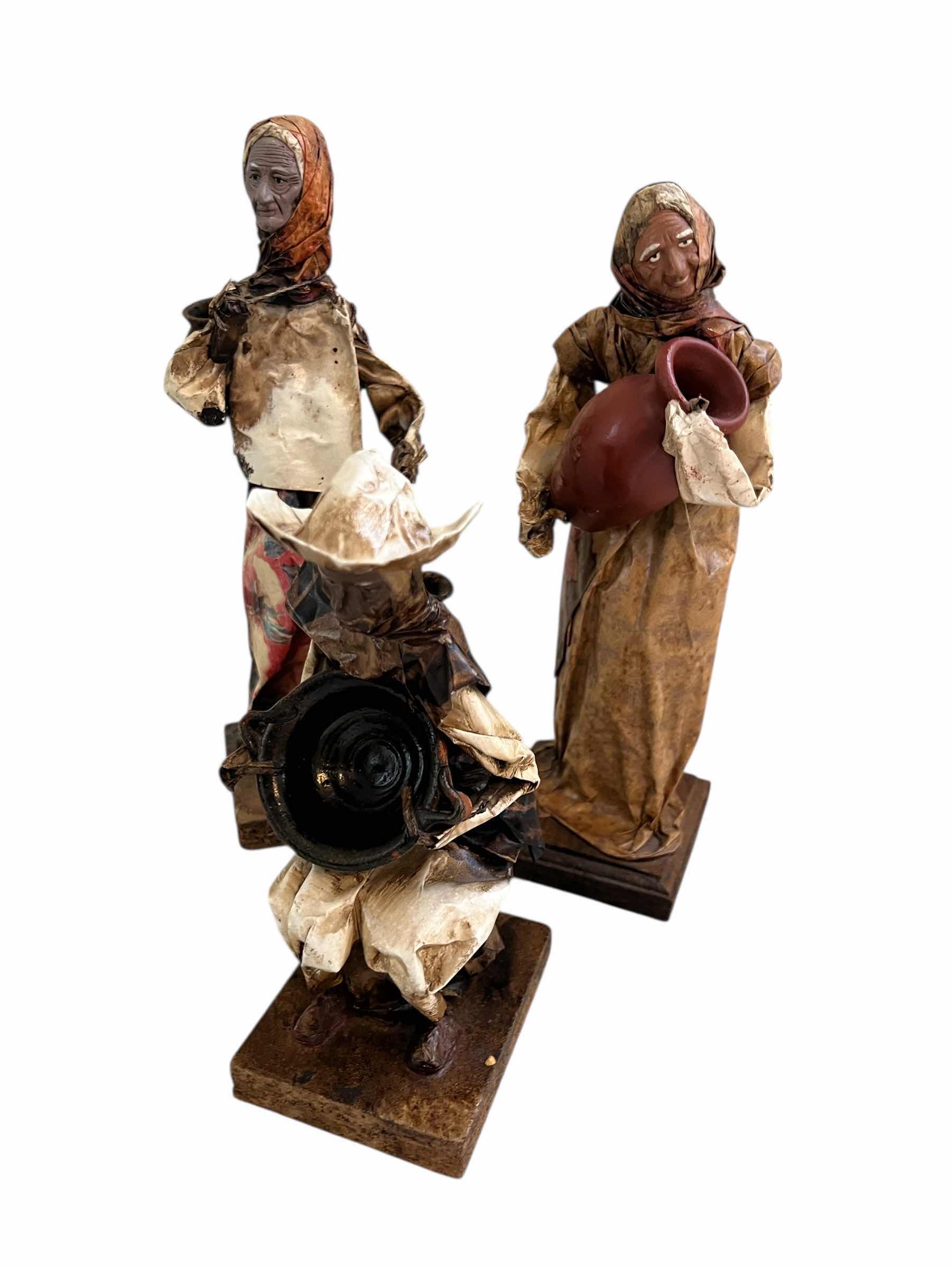 Photo 1 of SET OF 3-13” TO 15” TALL PAPER MACHE FIGURES