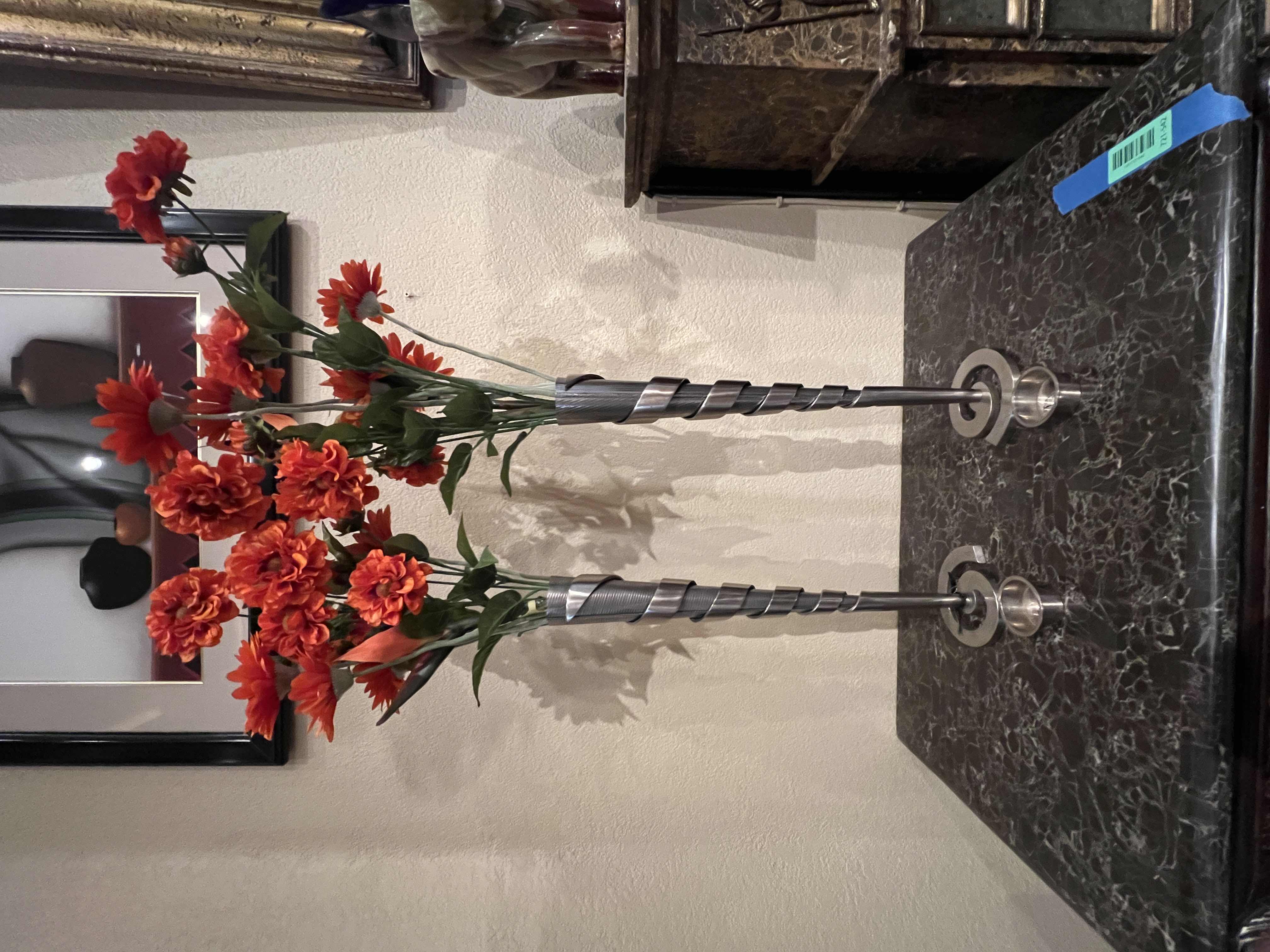 Photo 1 of 2 ESCAPE PARIS METAL VASES WITH PLASTIC FLOWERS