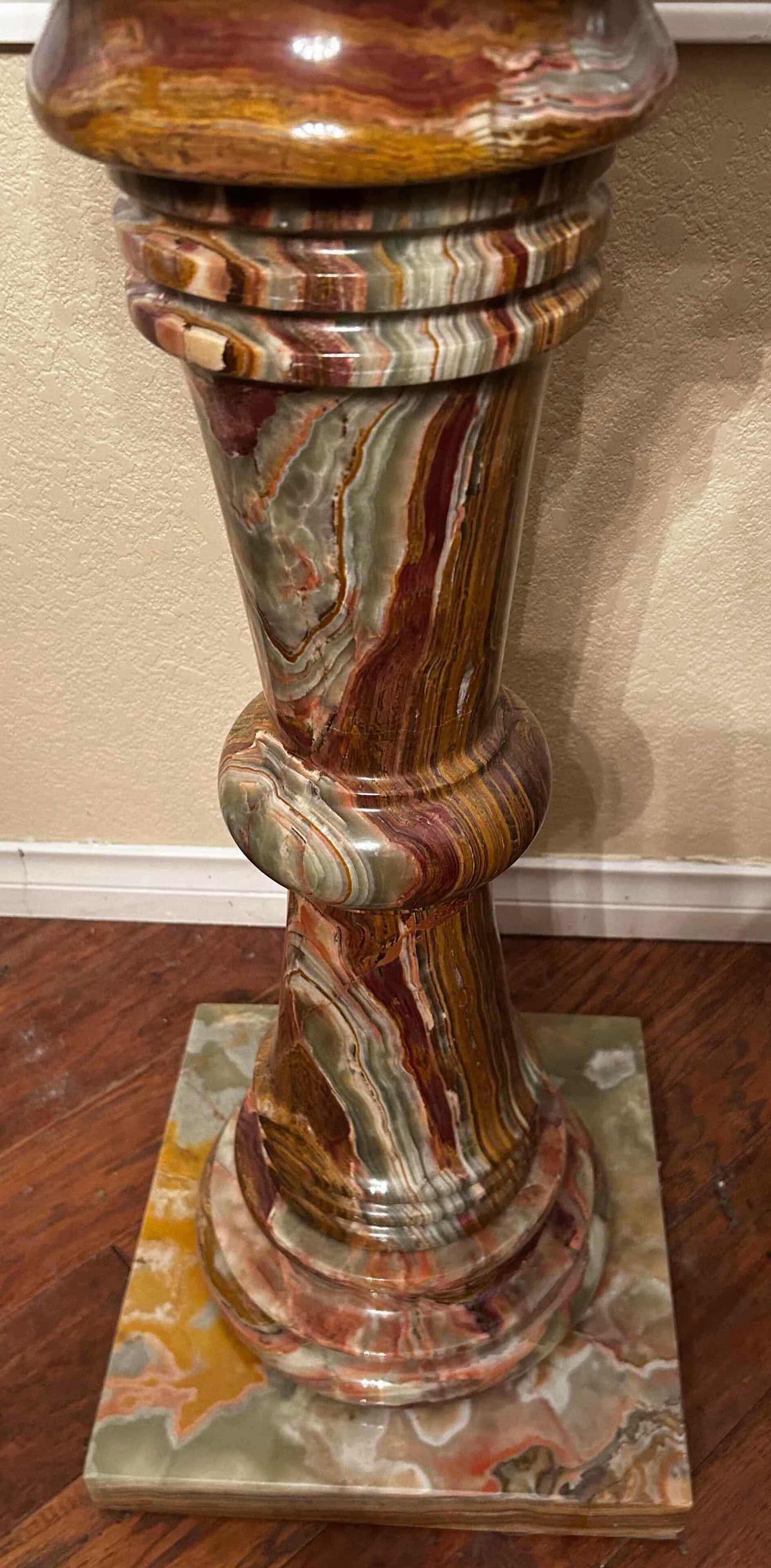Photo 1 of 3 PIECE SOLID RED BROWN BLACK COLORING MARBLE STAND 36"H