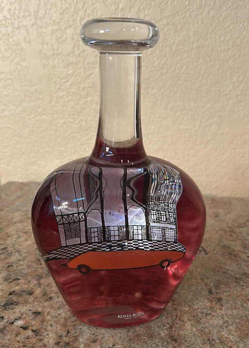 Photo 1 of 2- KOSTA BODA SMALL TOWN FLASK H 8"