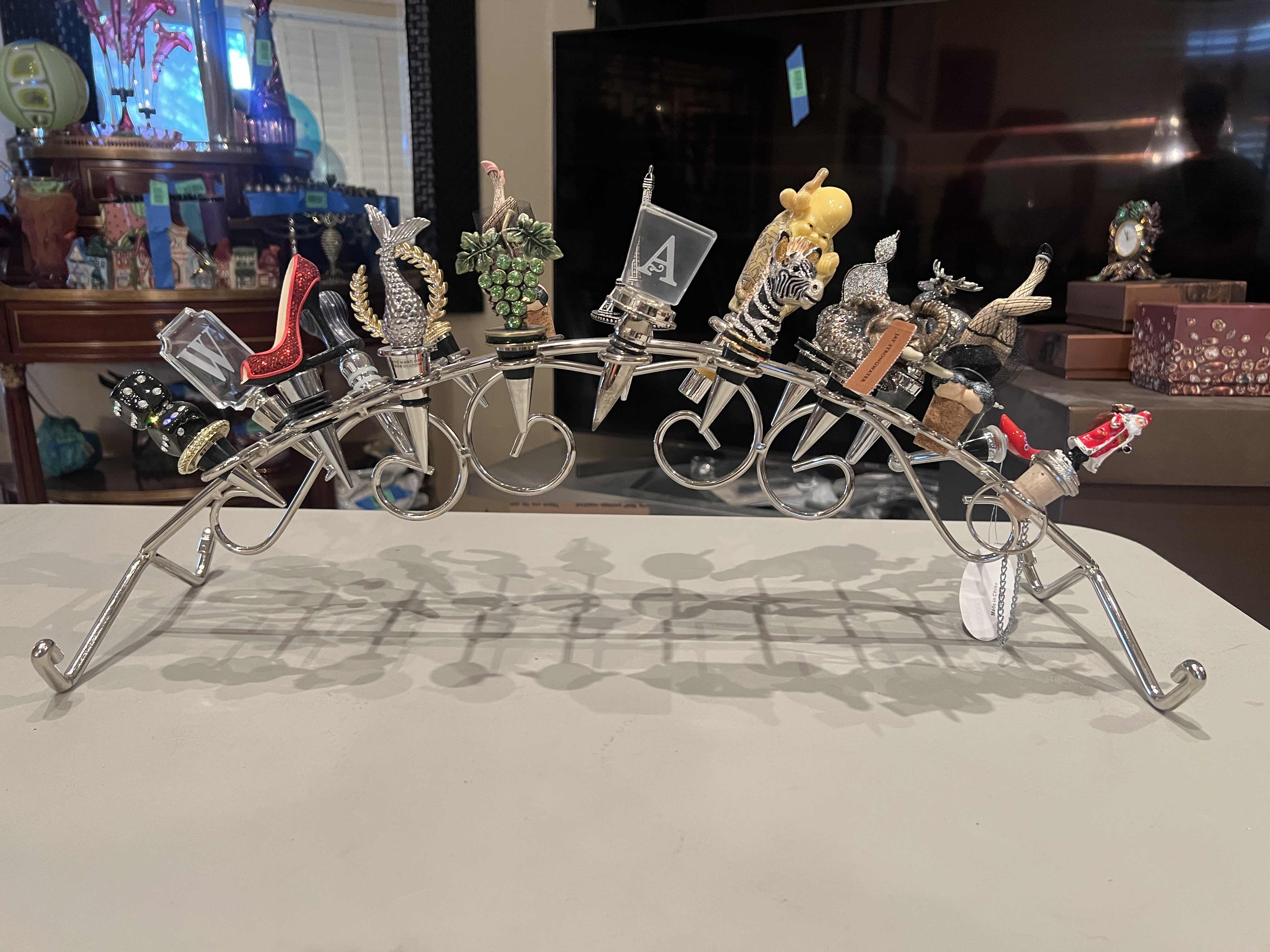 Photo 1 of 18 WINE BOTTLE TOPPERS WITH DECORATIVE METAL RACK 7”H X 22.5”W