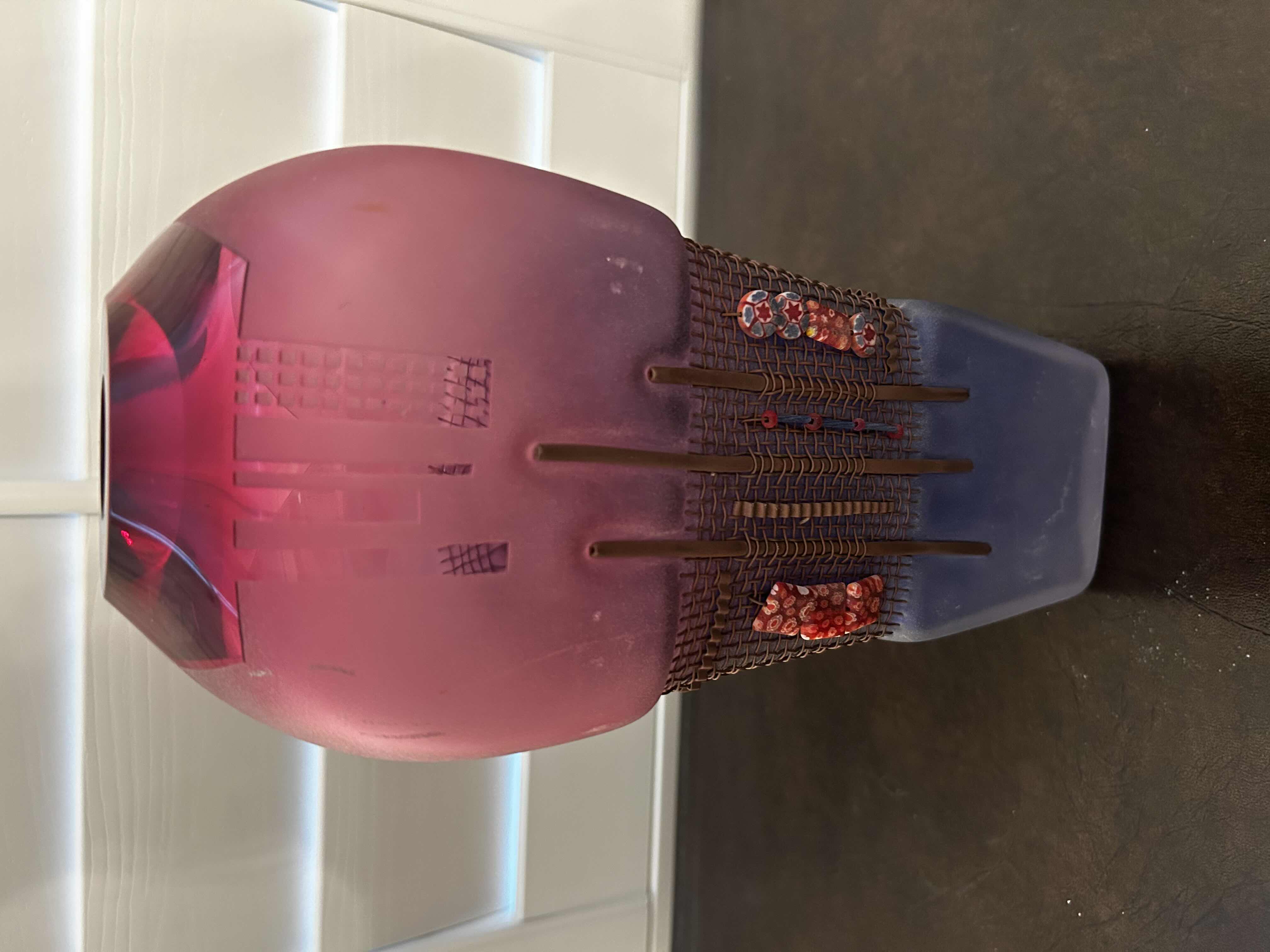 Photo 1 of ACID ETCHED STUDIO ART GLASS VASE H 12" RETAIL $200